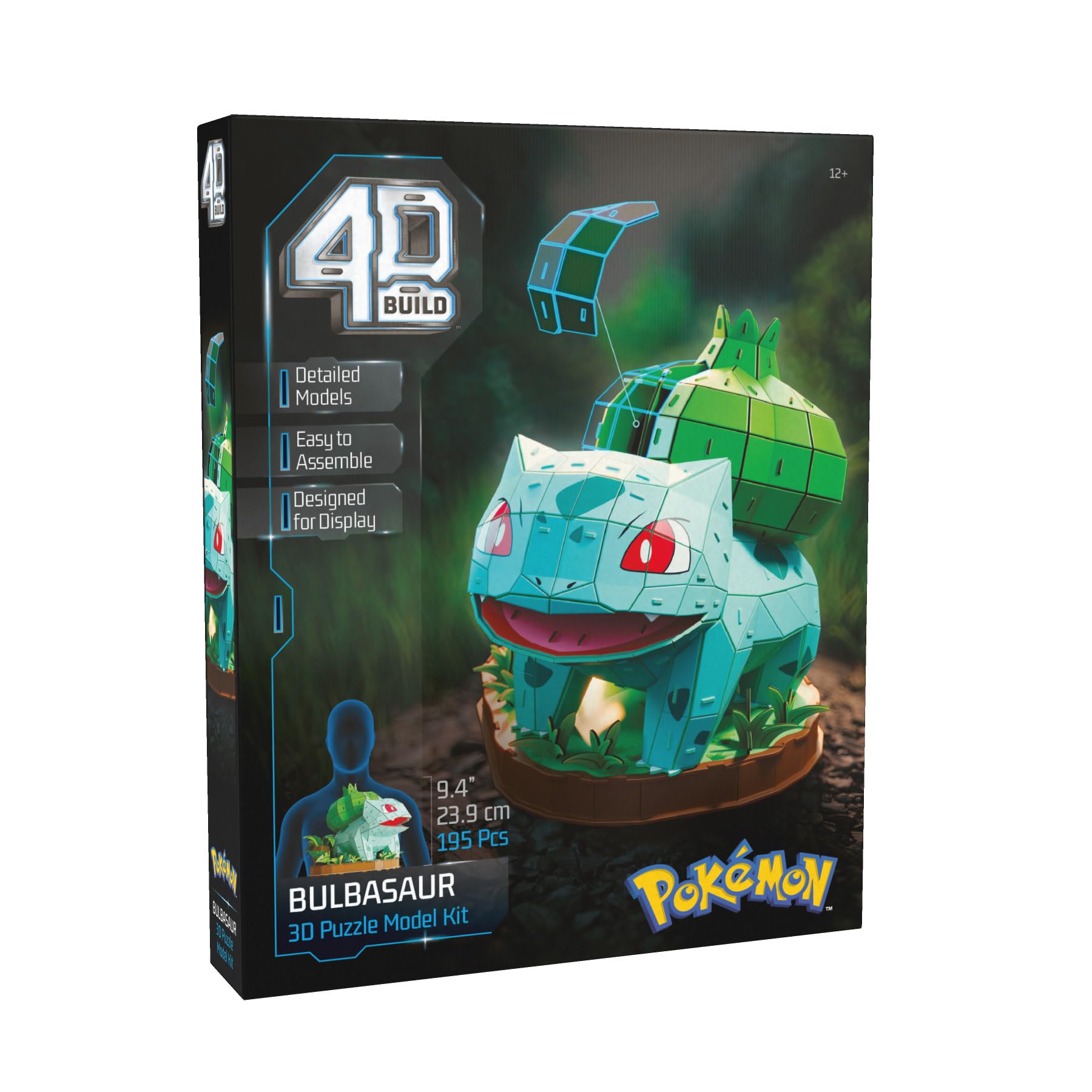 4D Build, Pokémon Bulbasaur – zestaw 3D do składania, Pokémony do kolekcjonowania, Puzzle 3D dla dorosłych i nastolatków, 195 elementów, dla osób w wieku od 12 lat