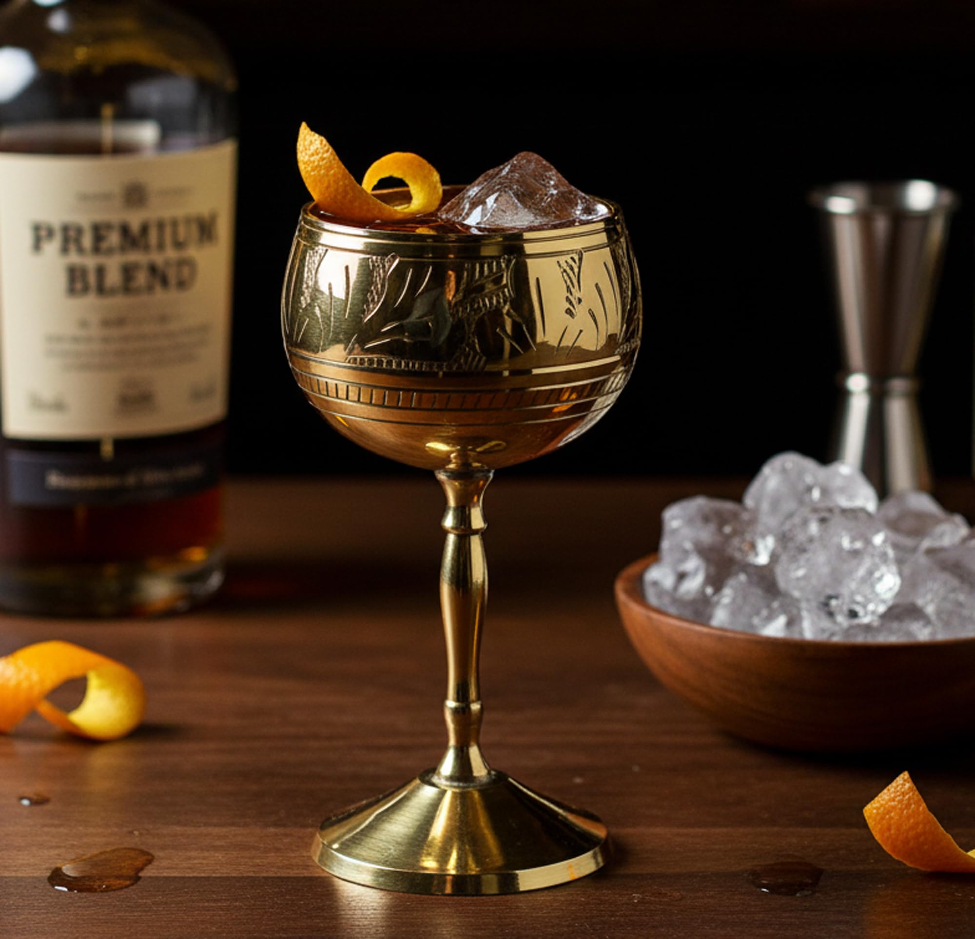 ESPLANADE Brass Chalice Goblet Shot Glasses Wine Coupes Glasses - 4.5" Inches Height, 60 ML