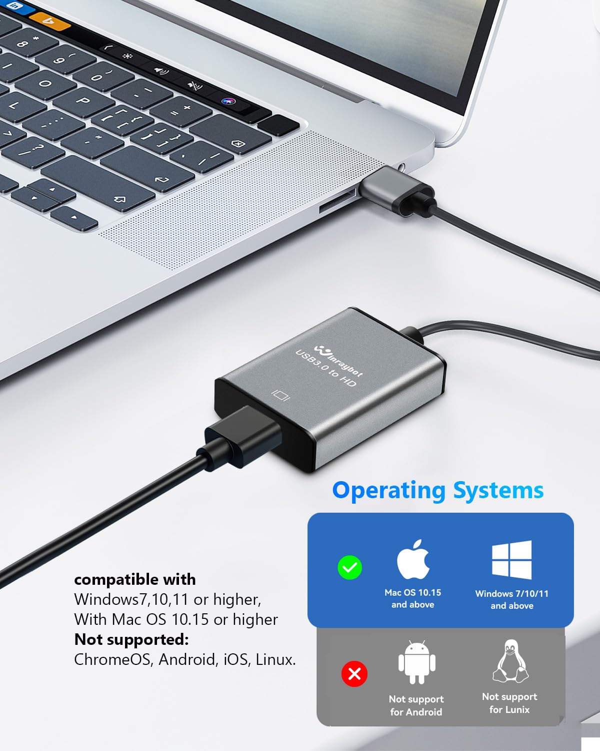 USB to HDMI Adapter 1080P@60Hz Extended Display, Sliver — Amazon image 3