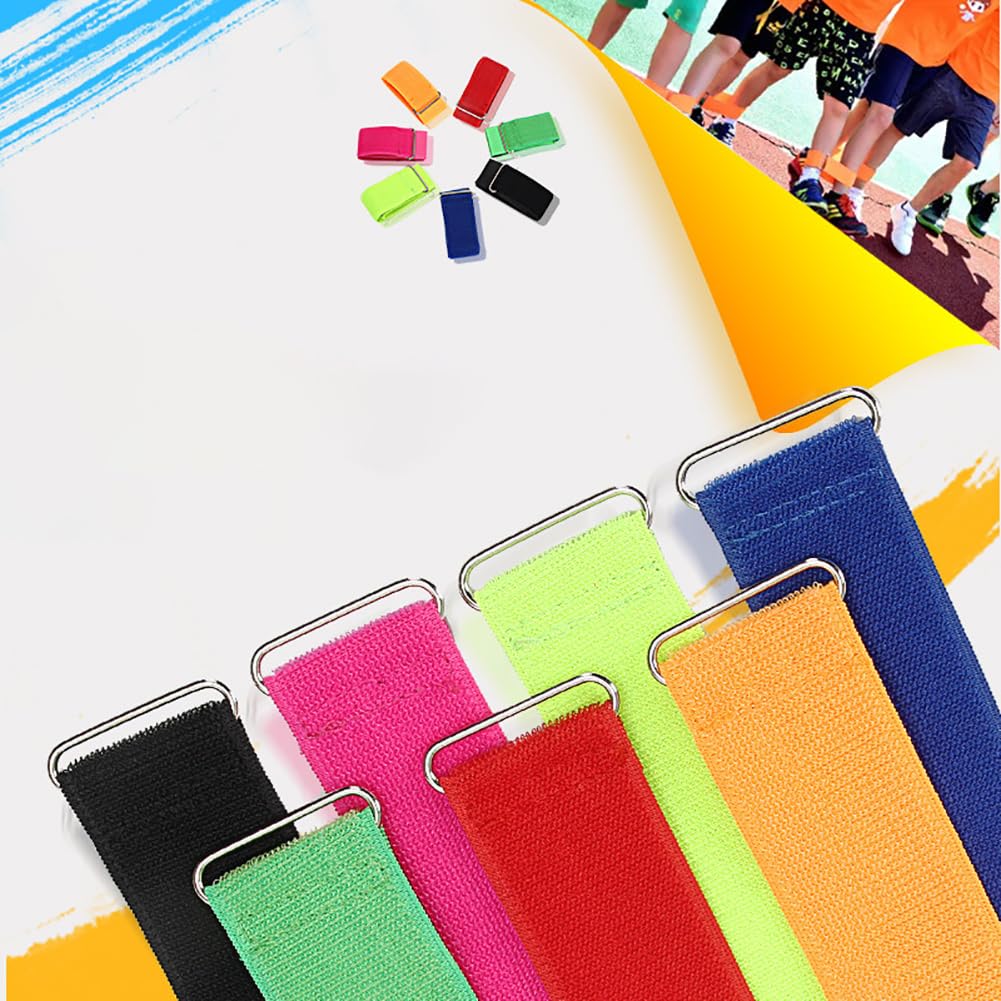 FSSTUD 6 Pcs 3 Legged Race Bands Three Legged Race Team Relay Ties Colorful Leg Race Rope Straps Team Race Supplies for Outdoor Party Group Game - Image 4