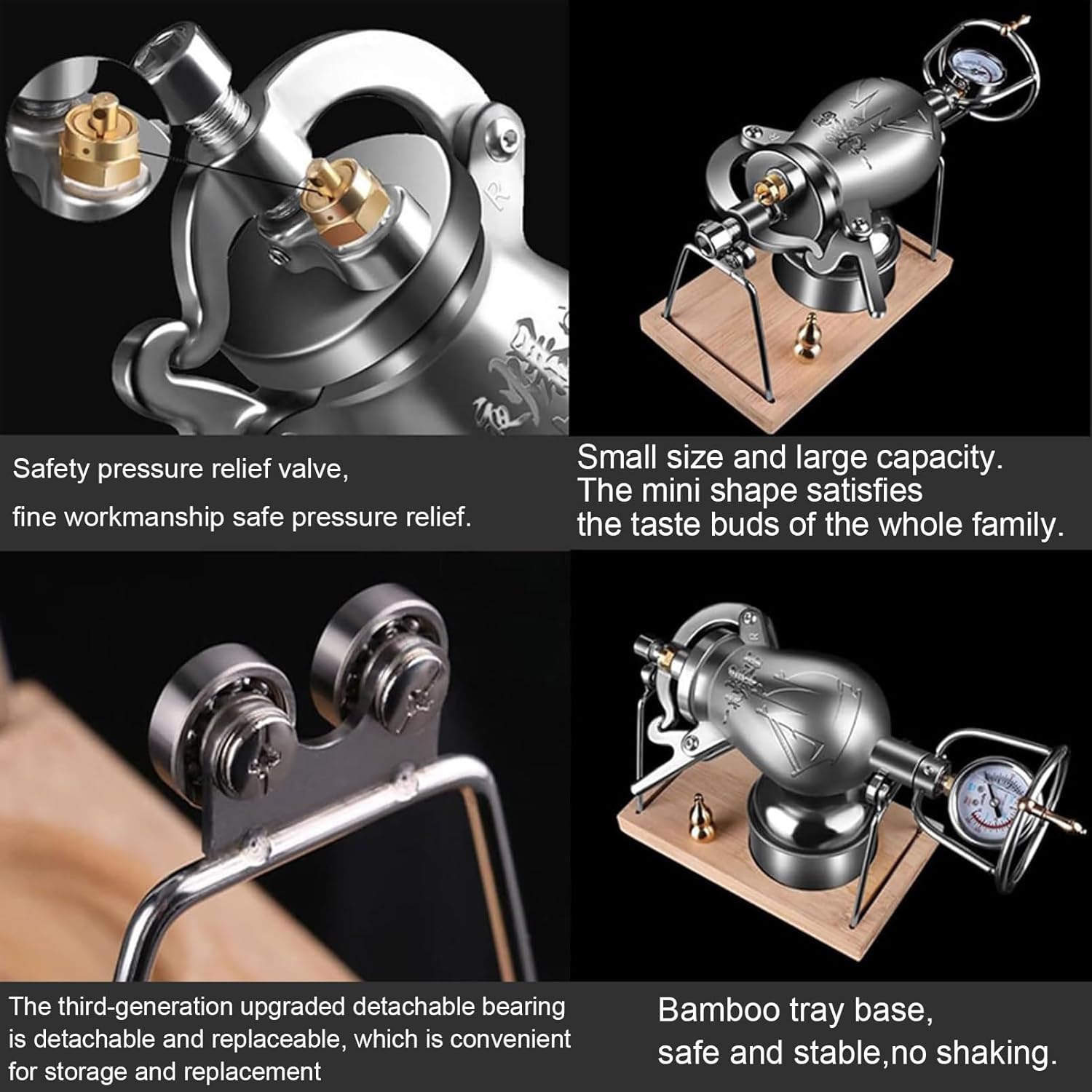 Popcorn Pressure Cooker, Stovetop Popcorn Maker, Traditional Popcorn Maker, with Precision Pressure Gauge and Base, for Home Party(360ml)