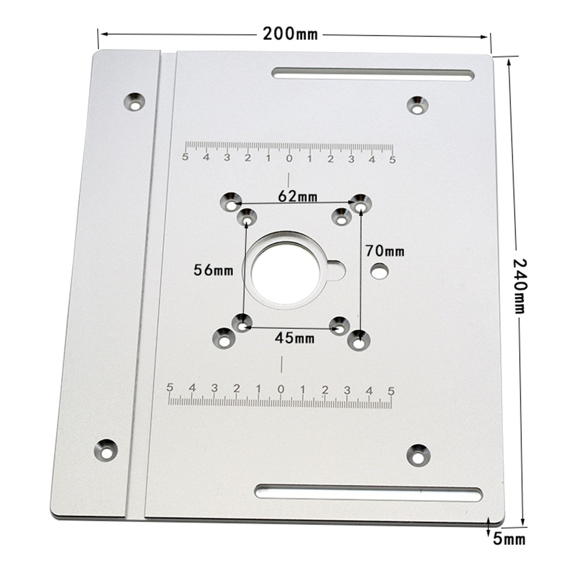 WYFCR Frästischplatten aus Aluminiumlegierung, Werkzeugsätze, Frästisch Einsatzplatte für Holzbearbeitung Tischsäge Multifunktionale Trimmer Gravur Für Holzbearbeitung, DIY(silbrig white)