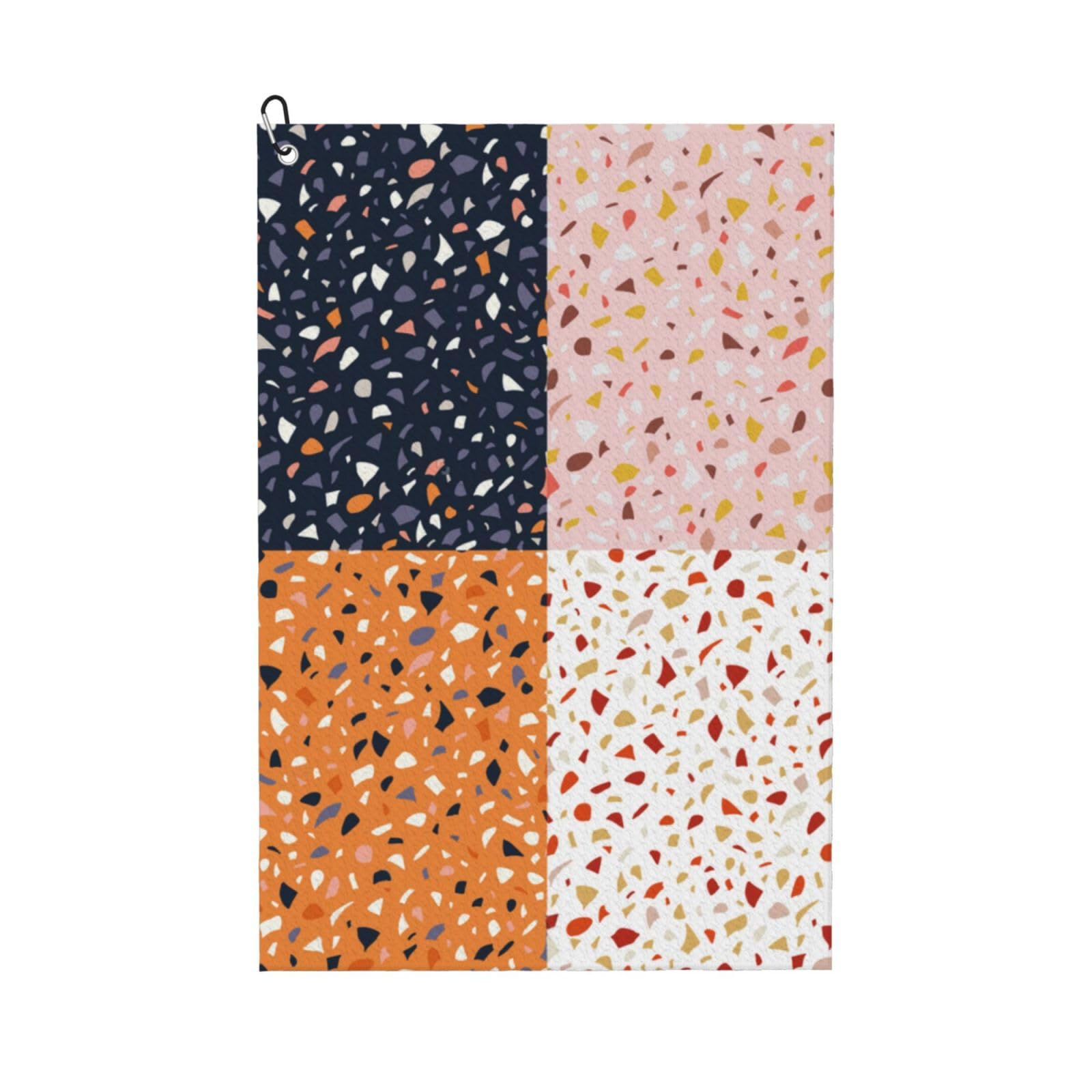 Hnnkloy Seamless Vector Terrazzo Patterns, 16x24 in Portable Waffle Golf Towels with Carabiner Clip for Golf Bag