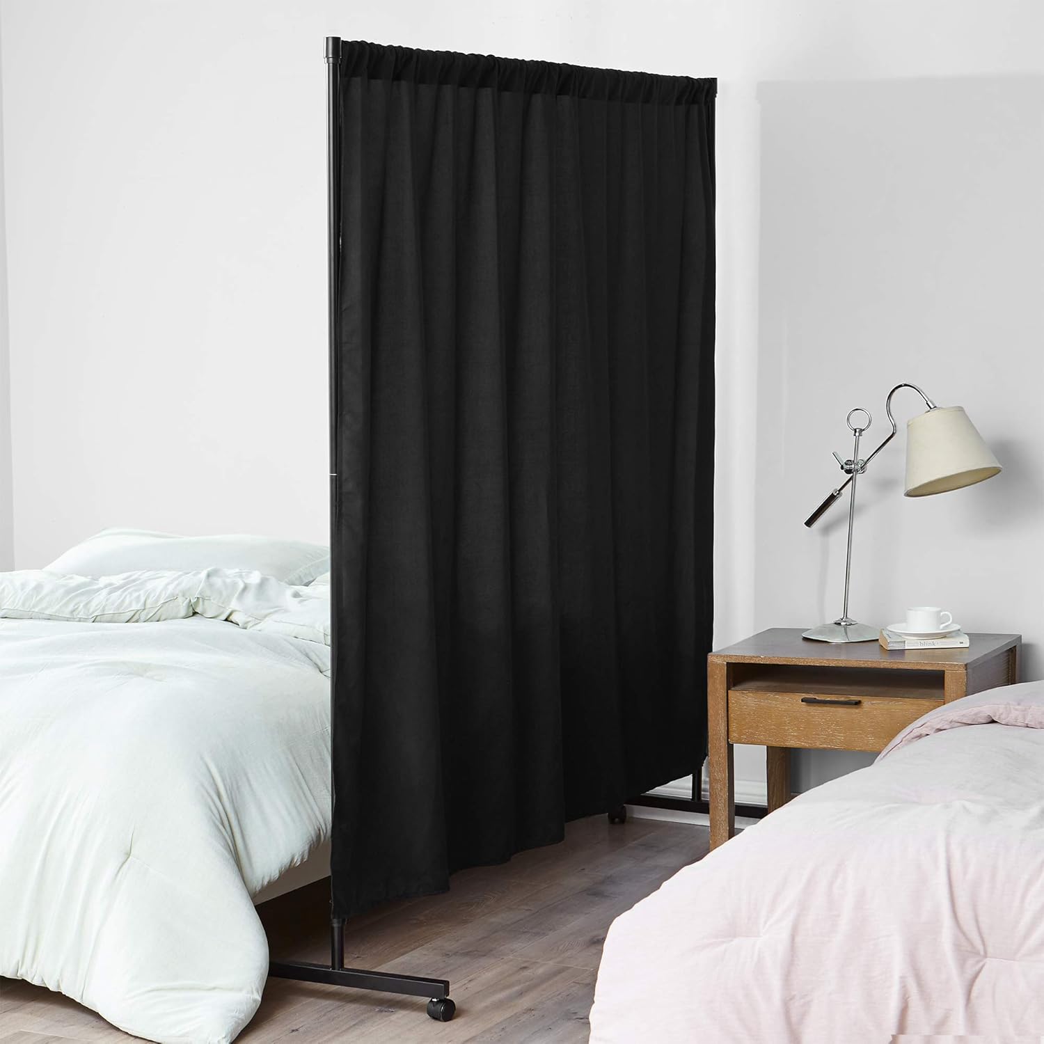 Don't Look at Me - Simplified Privacy Room Divider - Black Frame with Black Privacy Fabric