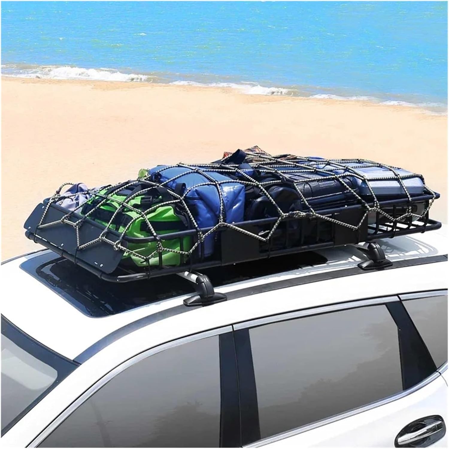 Practical Roof Cargo Carrier Extension 64''x39''x6'' Iron Roof Rack Basket with Compatible for Sedan SUV