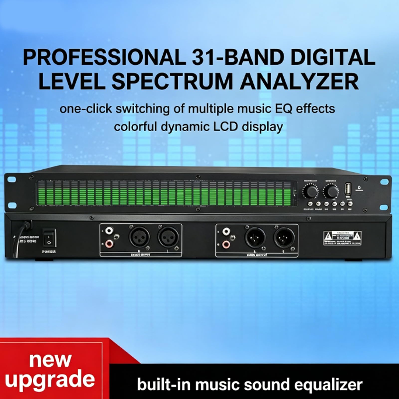 Processore equalizzatore digitale a 31 bande, antiriflesso, luminosità e sensibilità LED regolabili, segnale stabile senza distorsione per home theater karaoke studio