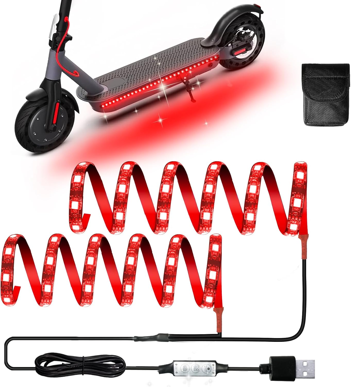 Keiurot Led Lights for Scooter Night Riding Electric Scooter LED Strip Light Led Light Strips 5V Flashing Mode for Outdoor