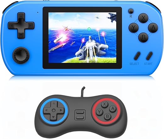 Handheld Game for Kids Adults Built-in 270 Retro Video Games, Portable Gaming System with Rechargeable Battery Gamepad, Mini Arcade Toys Supports 2 Players Birthday Xmas Gifts, Blue