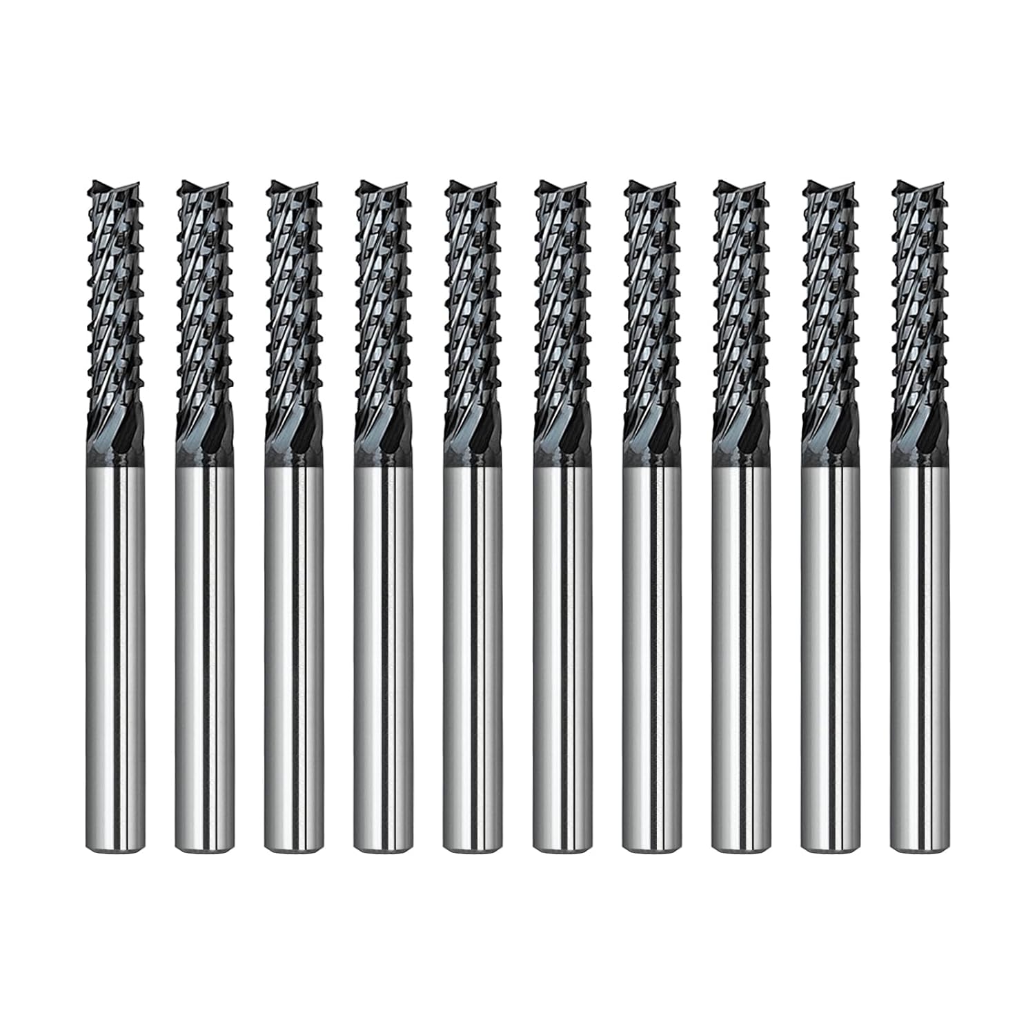 Tools 10Pcs 1/8 CrAlB Coating Solid Carbide End Mill Engraving Milling Cutter CNC Router Bits for PCB Machine, 1/8" Shank 1BOX