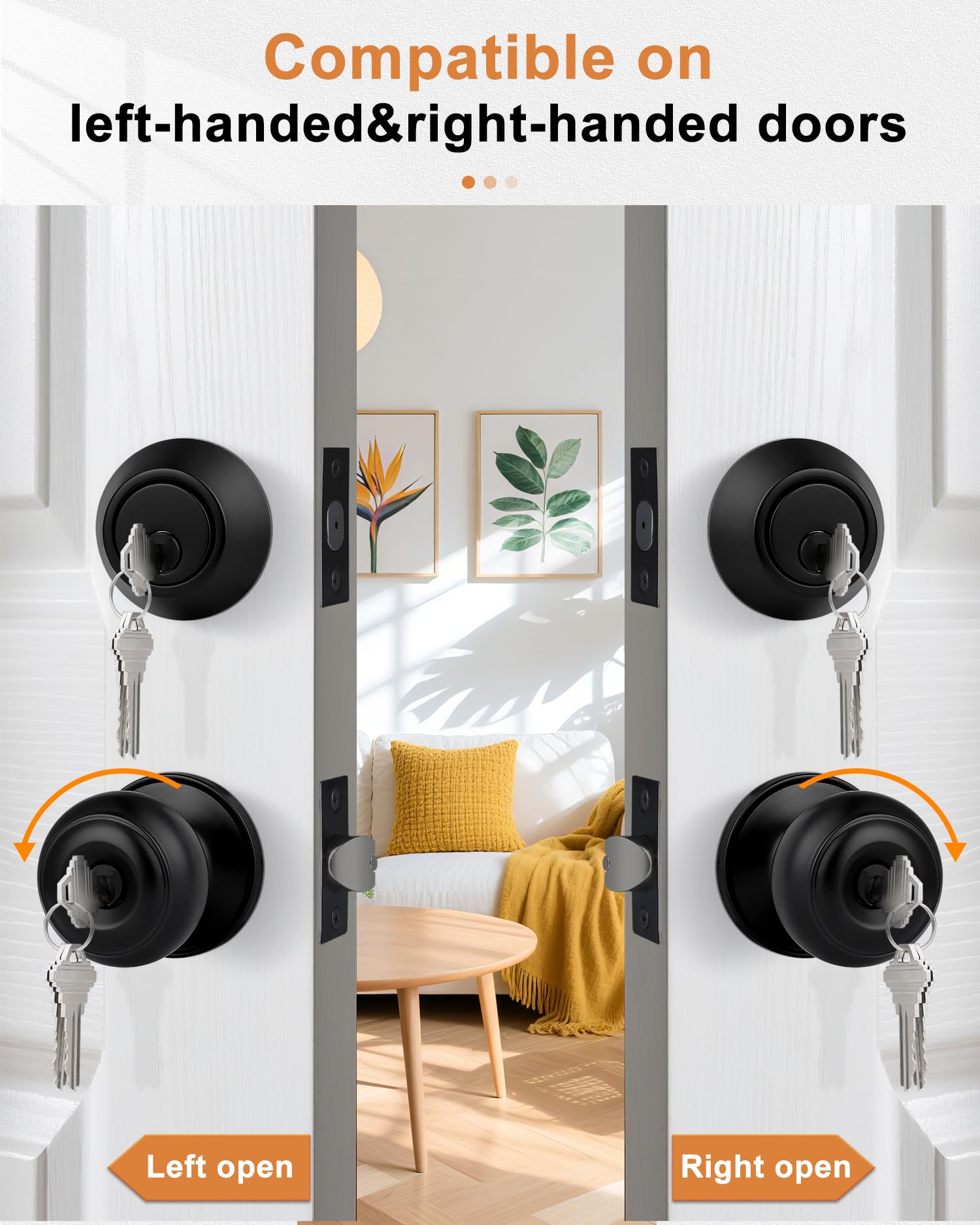 Probrico Matte Black Door Knob & Deadbolt Set -4