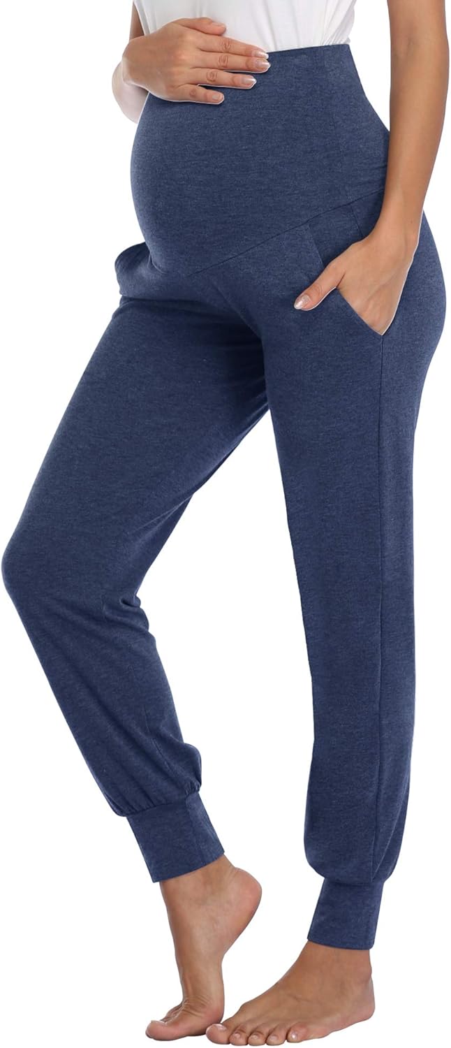 AMPOSH Women's Maternity Pants Stretchy Lounge Workout Sweatpants Casual Loose Comfy Pregnancy Joggers with Pockets