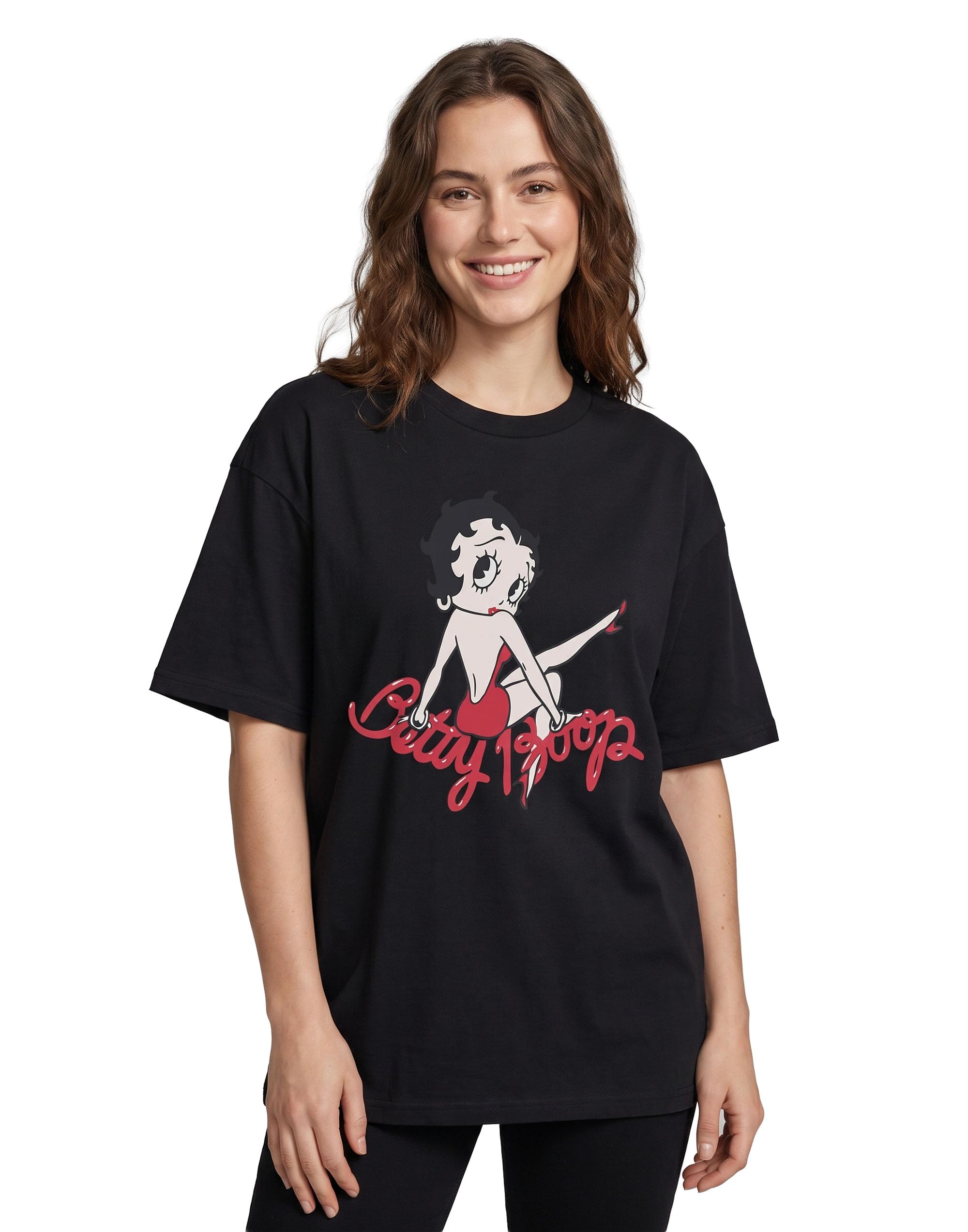 Vanilla Underground Women's Black Betty Boop Short Sleeve Graphic Tee | Vintage Cartoon Character Crew Neck T-Shirt | Retro Flapper Style Apparel | Casual Wear For