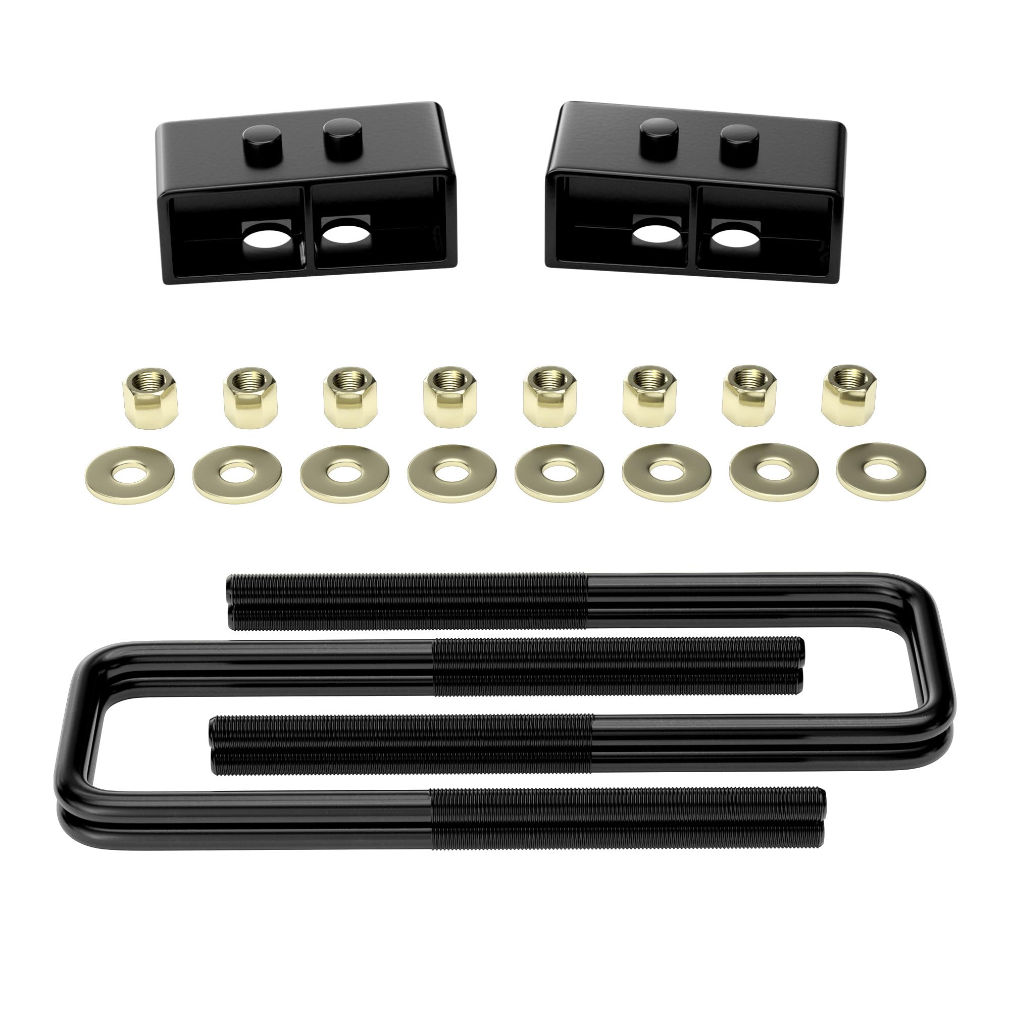 Richeer 2 Inch Rear Lift Block Compatible With 2004-2020 F150 2WD and 4WD, 2'' Leveling Lift Kits with Extra Long Extended Square U-Bolts Raise The Rear of Your Pickup By 2''