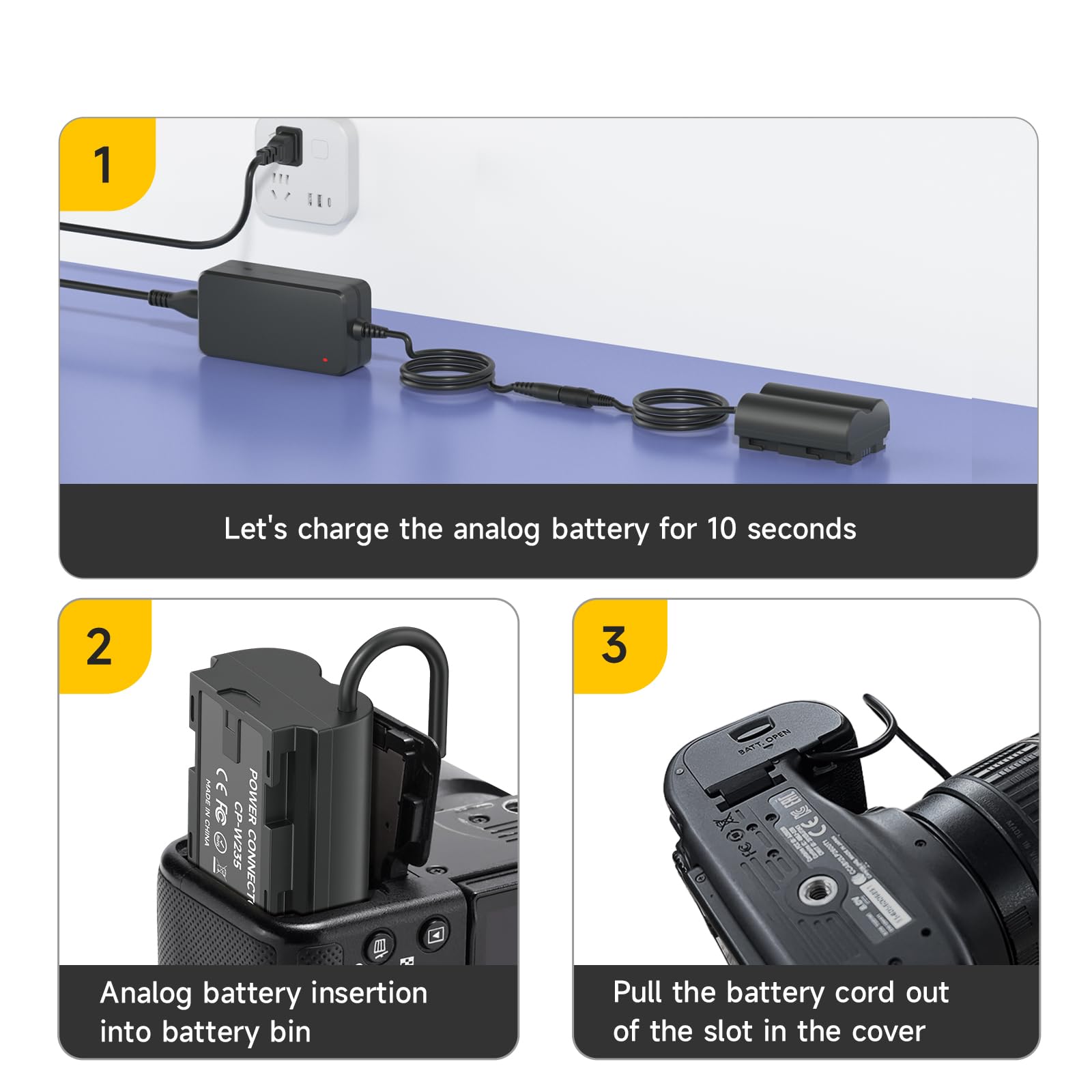 dummy battery NP-W235 con USB, acoplador de CC de repuesto para cámaras Fujifilm X-T5 X-T4 X-H2S X-H2 GFX50SII GFX100S VG-XT4 X-S20-4266 Adaptador de corriente de batería simulada