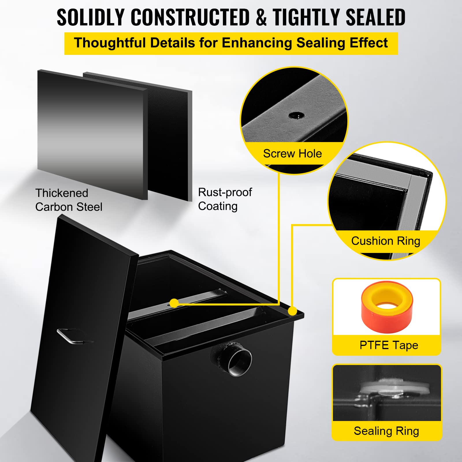 Buy VEVOR Commercial Grease Interceptor 70 LB, Carbon Steel Grease Trap