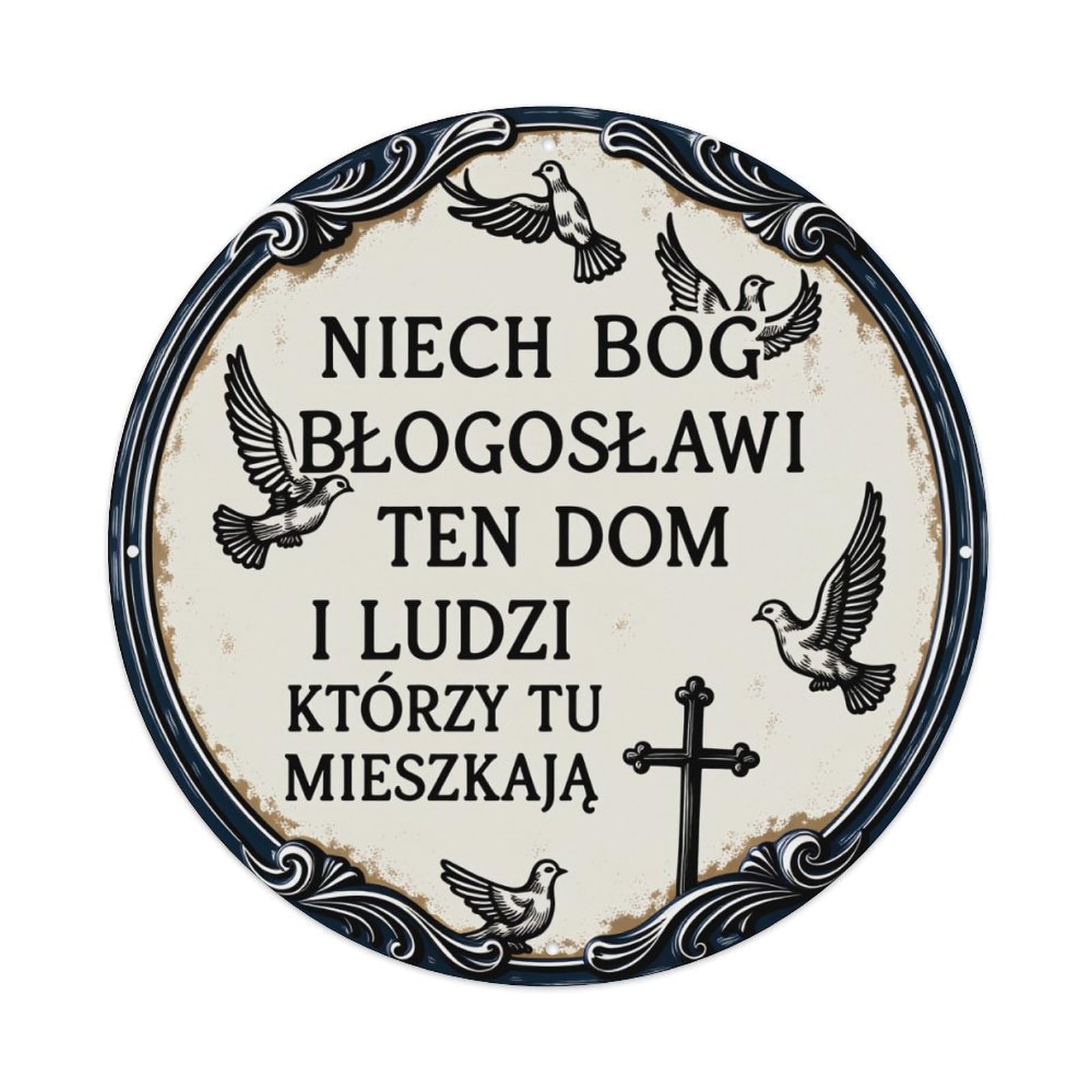 May God Bless This Home And The People Who Live Here Round Vintage Tin Sign,Retro Wall Art,Metal Poster for Home, Bar, Garage, Cafe, Rustic Indoor & Outdoor Decor, 8x8 Inches
