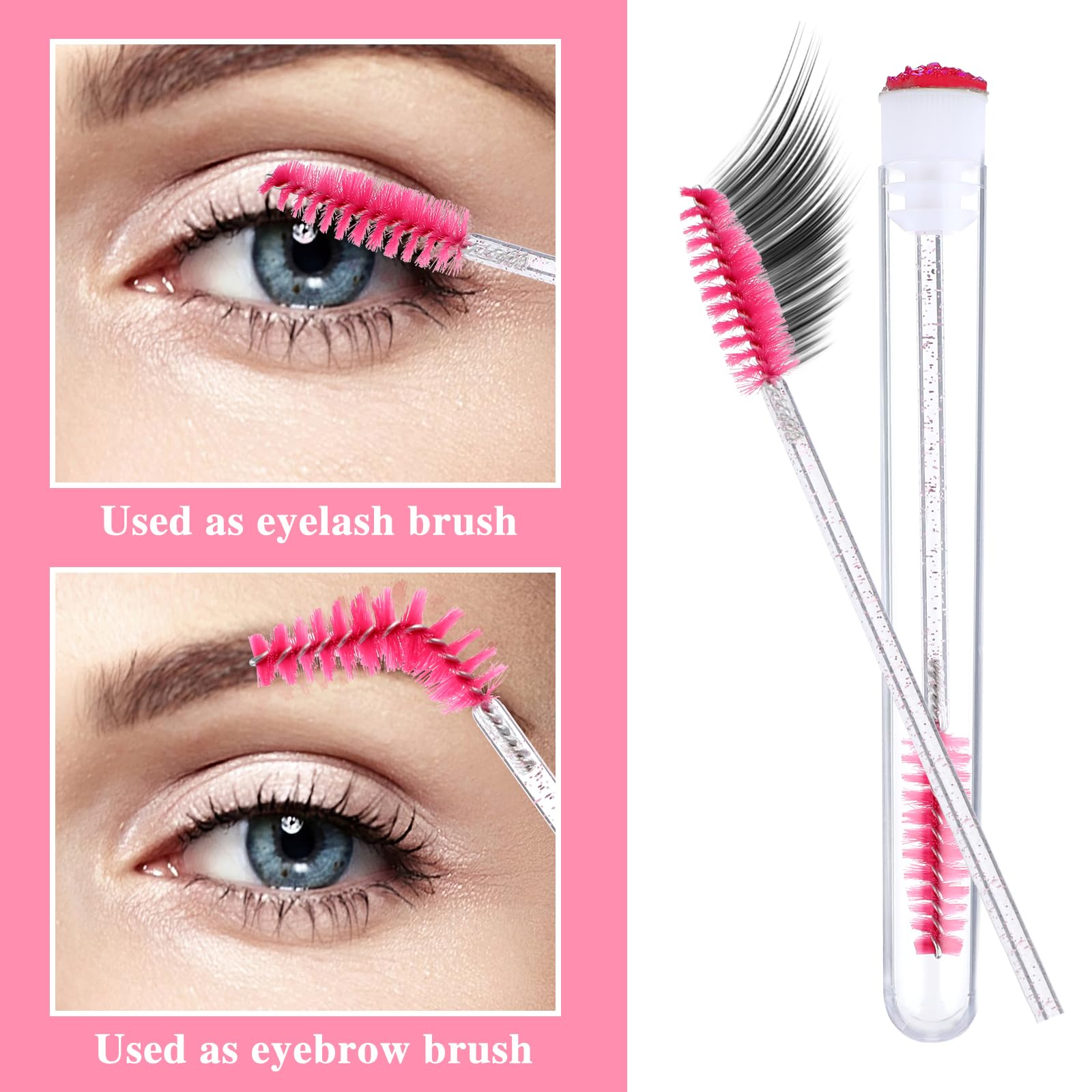 40PCS Disposable Mascara Brushes Tubes Set, 20 Empty Mascara Wand Tube with 20 Eyelash Brush for Eyelash Extension Lash (Pink) - Image 3
