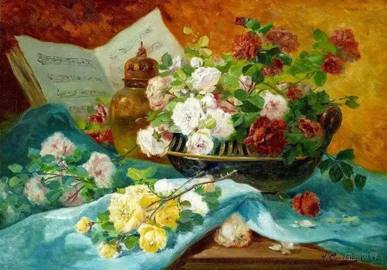 Henypt Pre Printed Cross Stitch Kit Flowers in a vase DIY Needlepoint Set for Beginners The Elderly with Accessories Home Wall Art 14CT 80x100cm