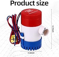 Vista 2 de Lounsweer Kit de plomería de bomba de sentina de 5 piezas, incluye bomba de agua de sentina eléctrica de 12 V, 2 abrazaderas de manguera de PVC