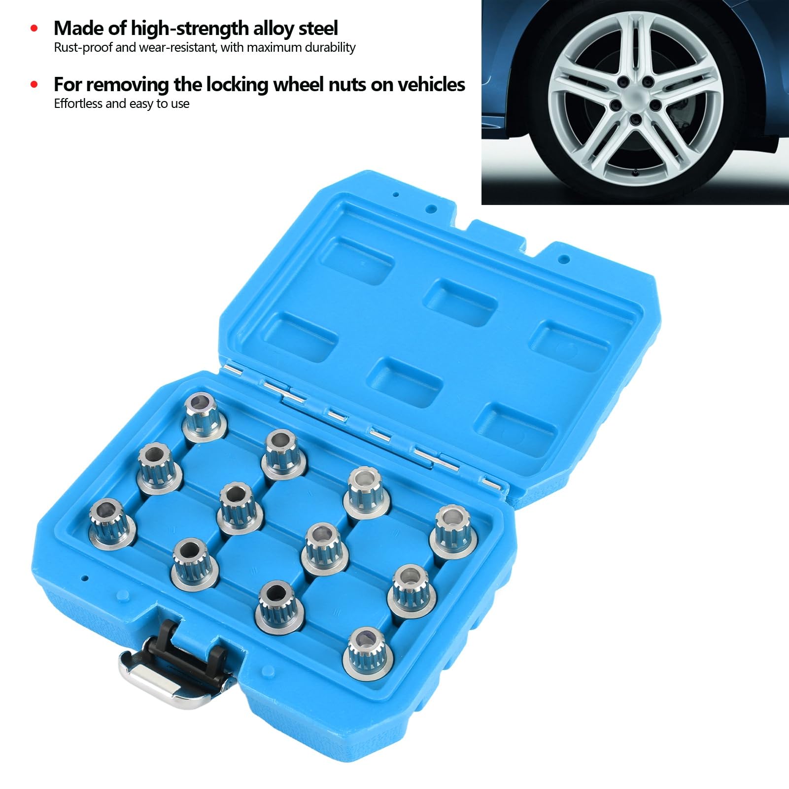 12PCS SAM SPLINE BITY BLUCHOWANIE Nakrętki koła Wyjmij zestawy narzędzi Auto Konserwacja