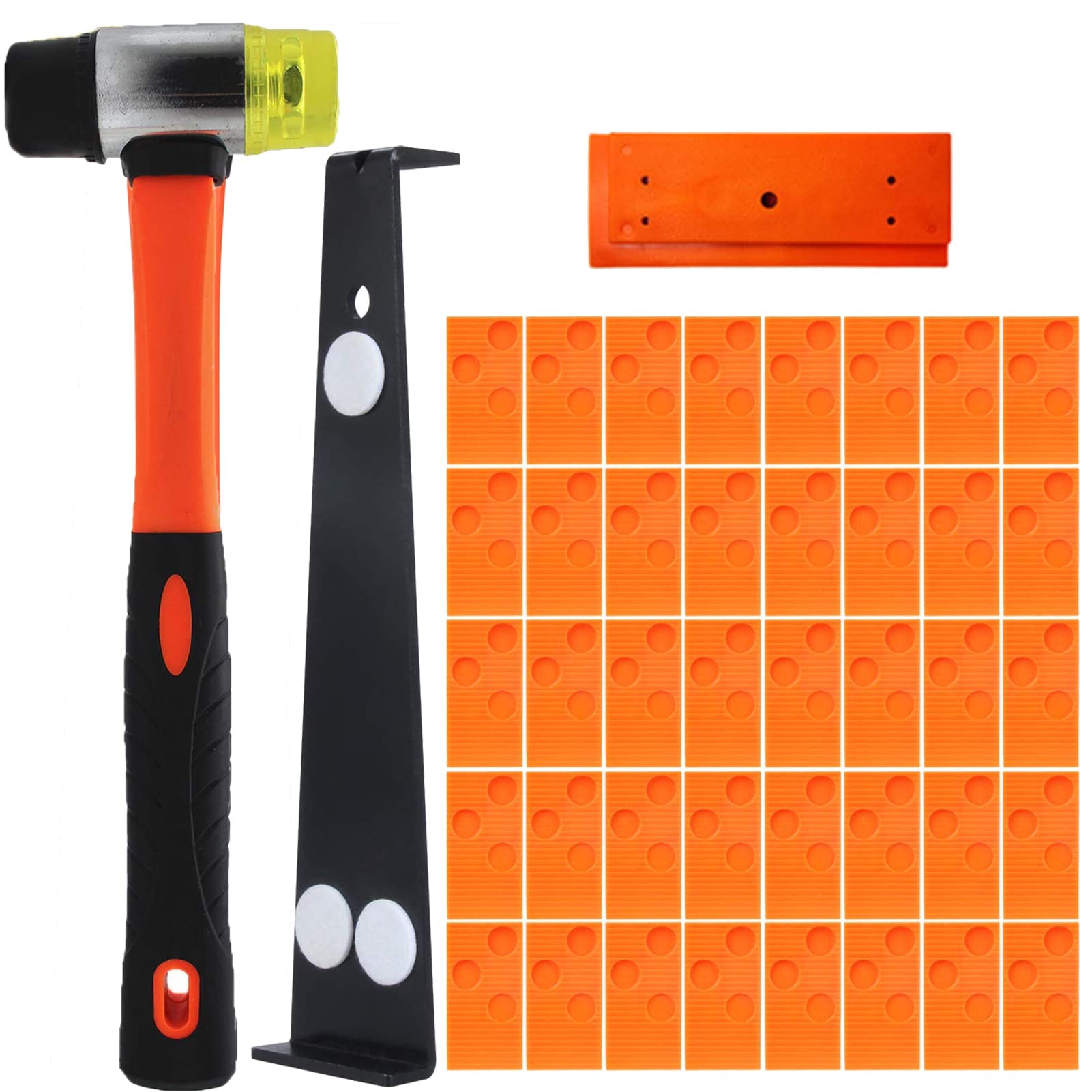 Strumenti per pavimenti in laminato, kit di attrezzi per pavimenti in laminato, kit di installazione per pavimenti in legno con martello rinforzato a doppia faccia, barra di trazione