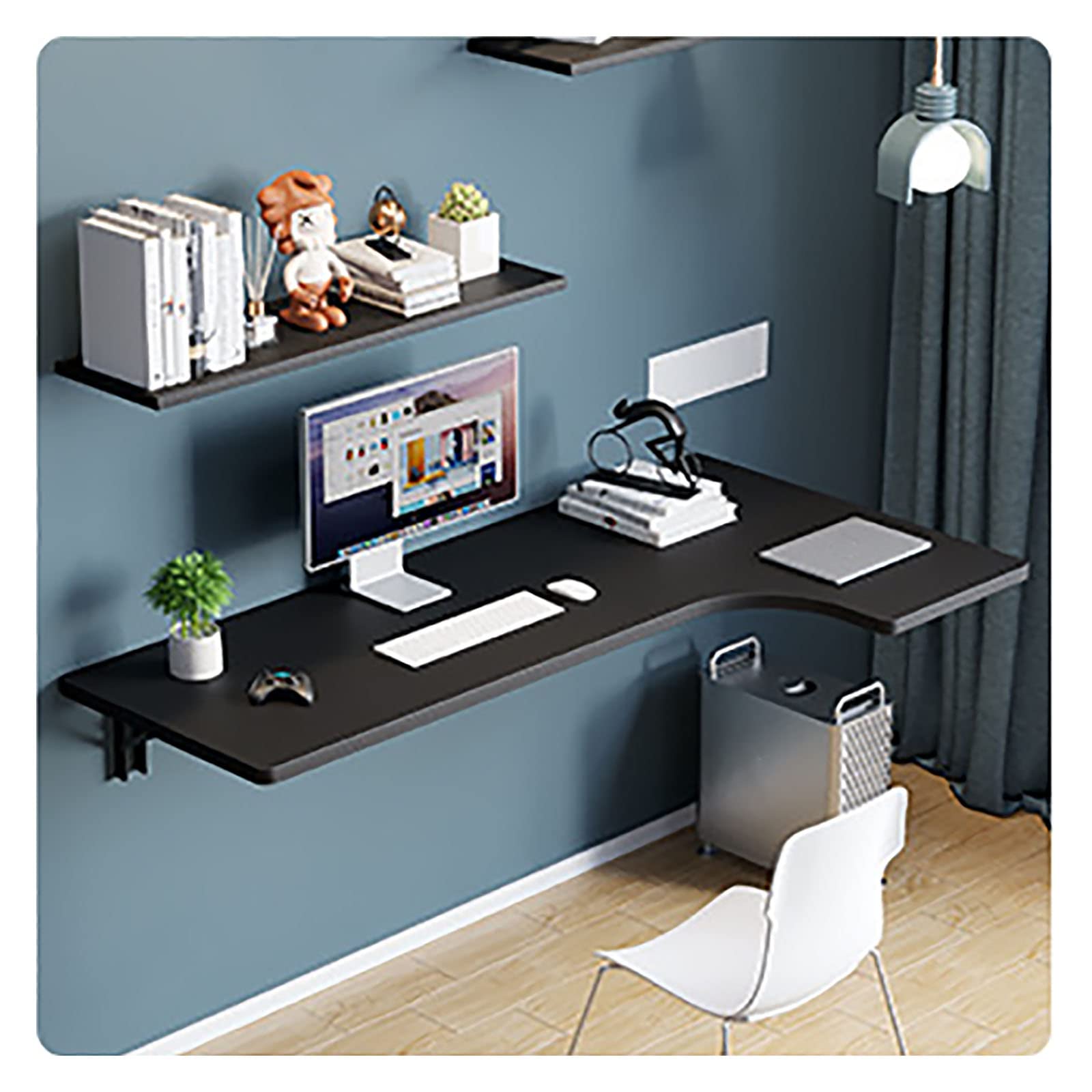GYRAZXS Compact Wall Mounted Folding Desk for Small Spaces Versatile Floating Table 60x40x25cm (24x16x10in) Space Saving Solution for Home & Office