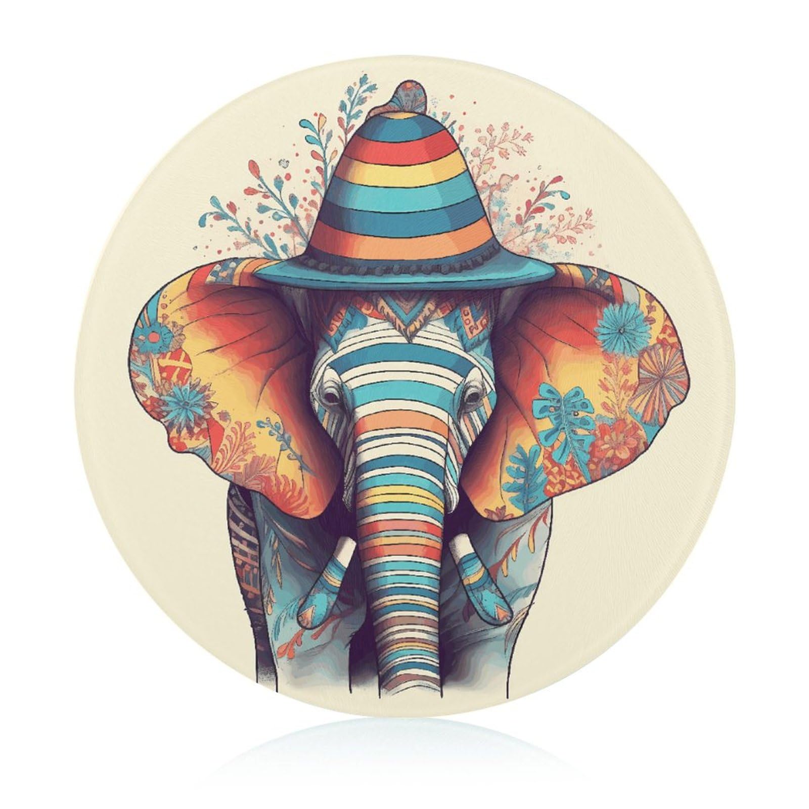 Planche à découper ronde en verre éléphant, cadeau idéal de cuisine