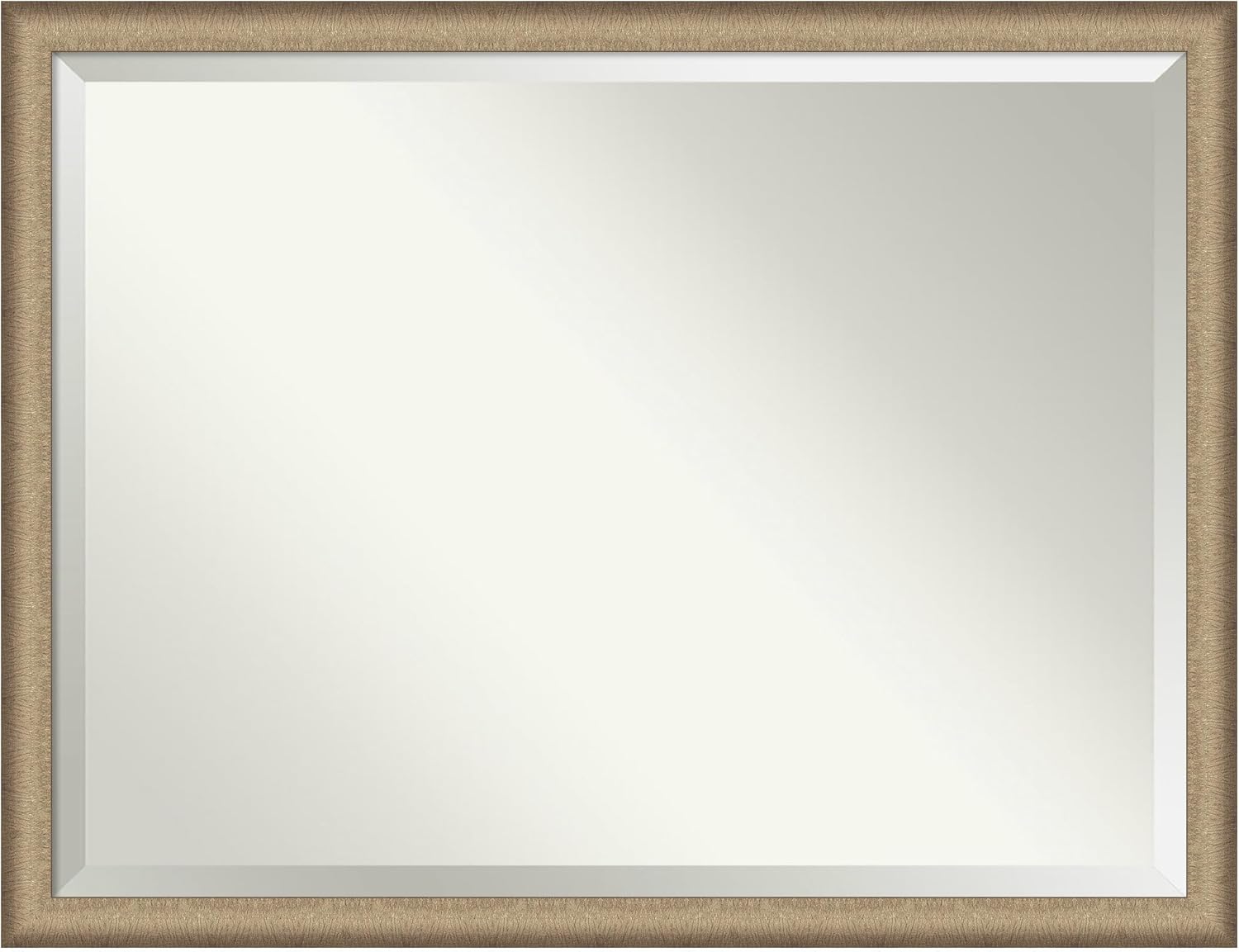 Amanti Art Bronze Bathroom Mirror for Over Sink, 33x43 Elegant Brushed Bronze Narrow Rectangle Vanity Mirror, X-Large Casual Frame, Hangs Horizonally and Vertically, Bathroom Wall Decor, Beveled Edge