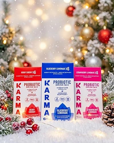 Miniatura 8 de Karma Paquete de hidratación probiótica, paquete de 6, mezcla de bebida en polvo de limonada de fresa, ayuda para la salud inmune e intestinal para