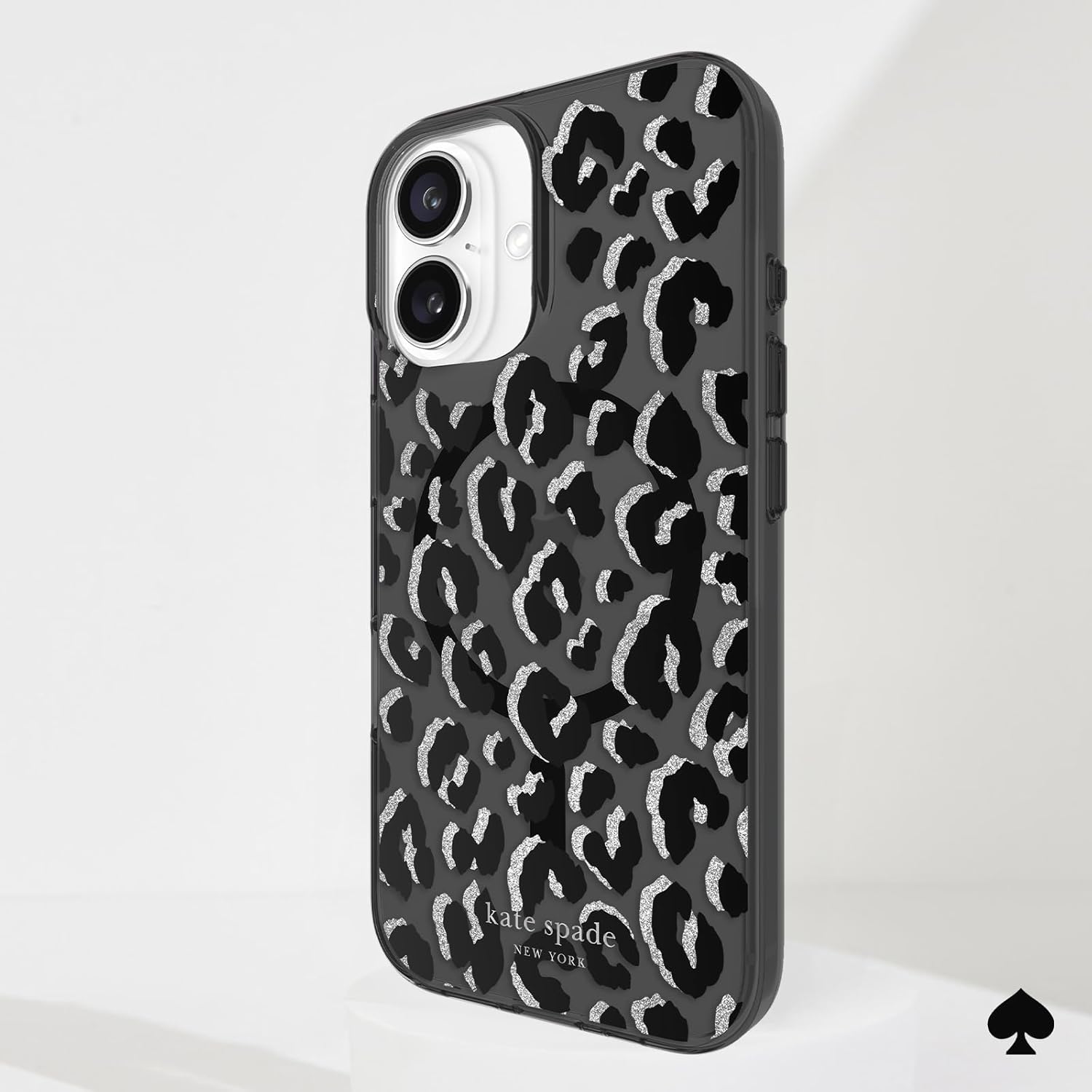 kate spade new york iPhone 16 Case - Compatible with MagSafe - Designer Phone Case - City Leopard Black