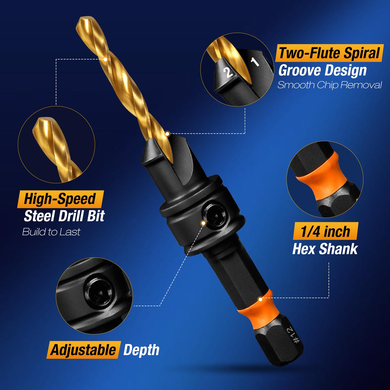 Countersink Drill Bit Set - 11pcs Titanium -3 Countersink Drill Bit Set - 11pcs Titanium -3