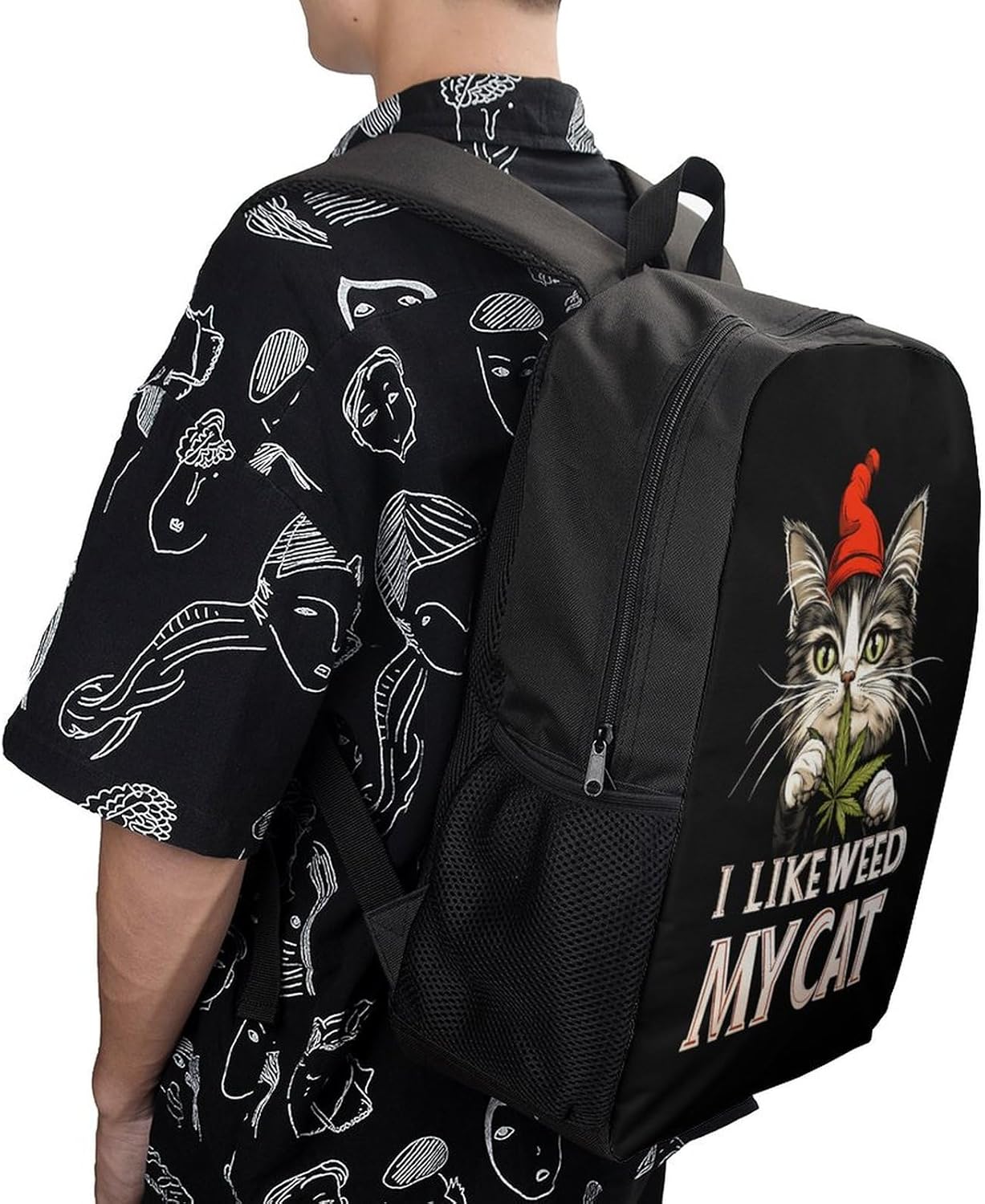I Like Weed My Cat Laptop Backpack for Men Women 17 Inch Shoulder Bag Travel Daypack