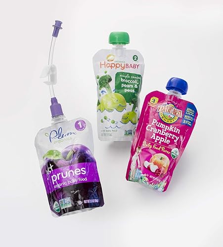 Miniatura 3 de Bolink - Paquete de 10 tubos de alimentación con tapa pequeña, conecta las bolsas de puré de alimentos con un pico a los tubos de alimentación.