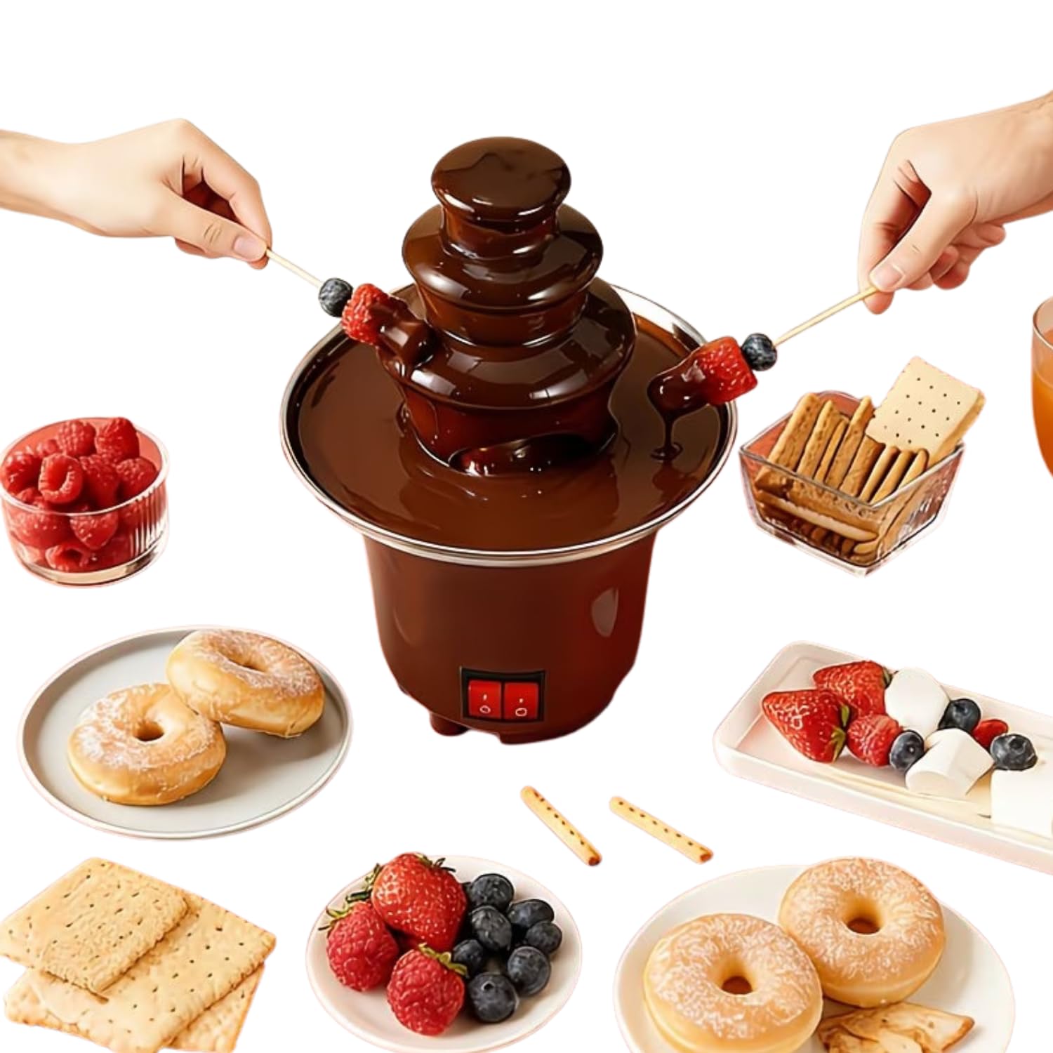Commercial Chocolate Fountain Machine 4-Tier Stainless Steel Dessert Fountain for Chocolate, Cheese & Candy Melting, Waterfall Party Fountain for Birthdays, Buffets, Weddings Family-image-45