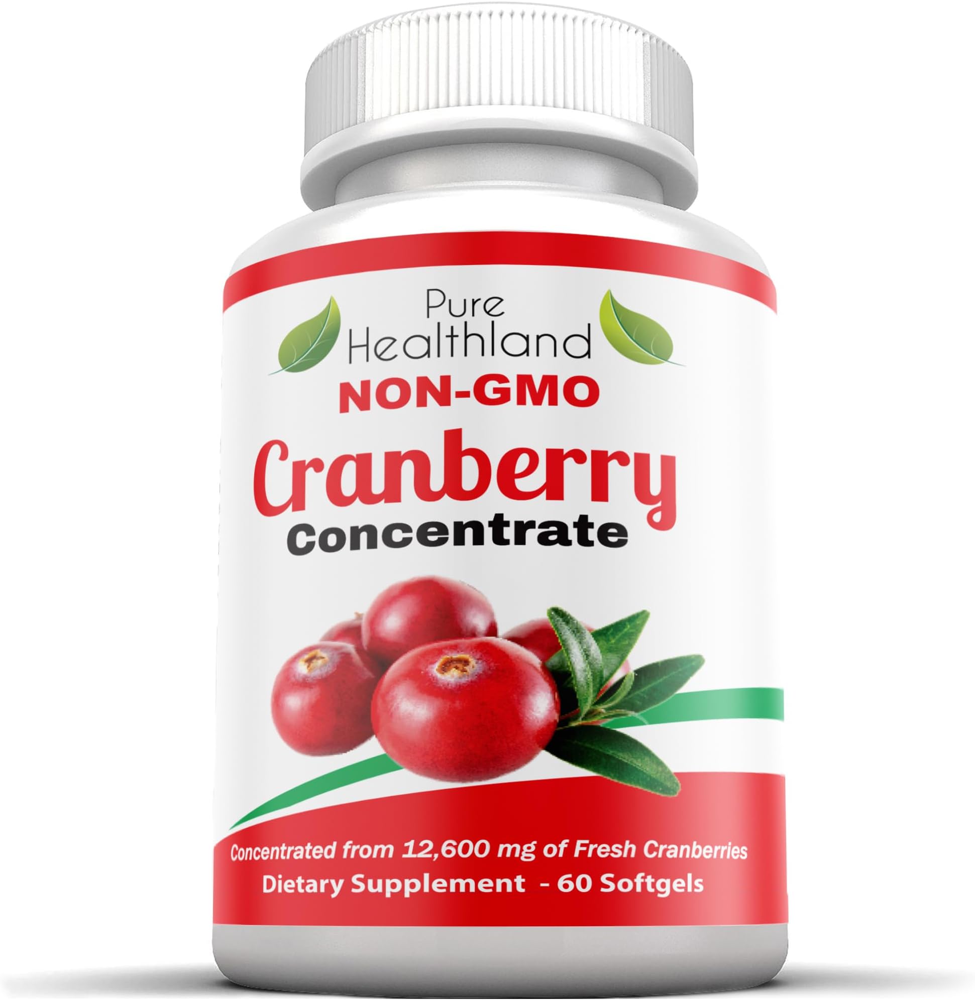Non-GMO Cranberry Concentrated from 12,600mg - Triple Strength Softgels - Easy to Swallow Pills for Men & Women, 1 Bottle