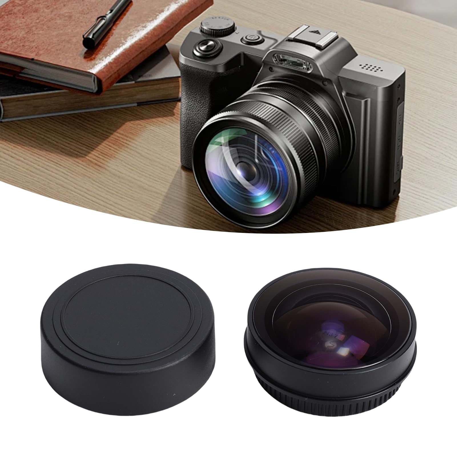 Zunate Obiettivo per Fotocamera Fisheye 0,2X con Effetto Grandangolare per gli Appassionati di Fotografia Vetro Ottico in Lega di Alluminio 37mm