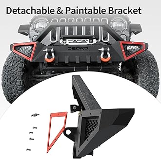 OEDRO Front Bumper Compatible with 2007-2025 Jeep Wrangler JK/JKU JL/JLU Gladiator JT, Rock Crawler Off Road Full Width Bumper with Winch Plate Mounting & 2 x D-Rings