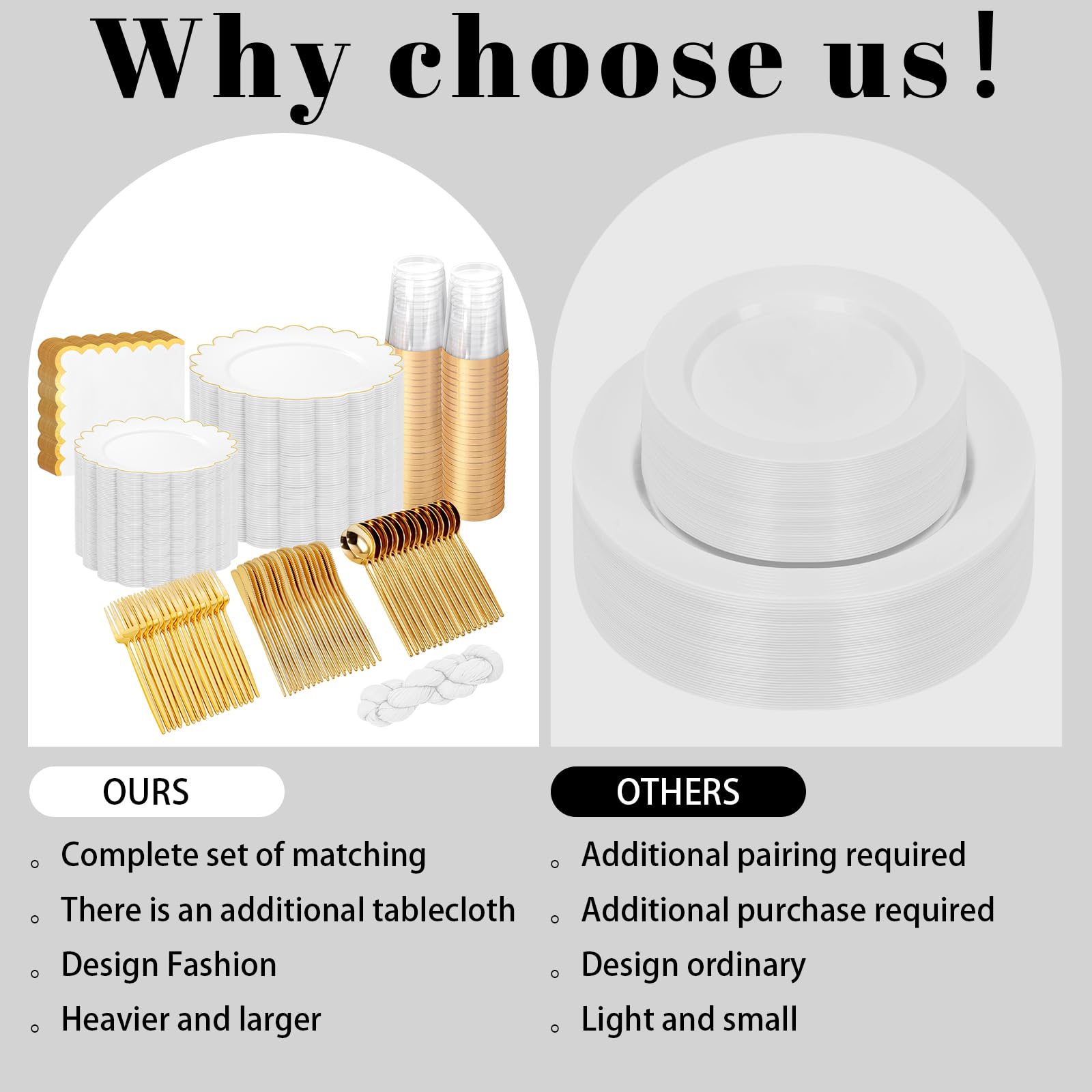351 Piece Gold Rim Plates - Party Dinnerware Set -8 351 Piece Gold Rim Plates - Party Dinnerware Set -8