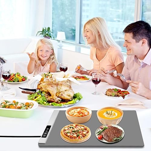 Miniatura 7 de Tapete de calentamiento para alimentos, tapete de calentamiento rápido de grafeno, bandeja de calentamiento eléctrica portátil para fiestas de