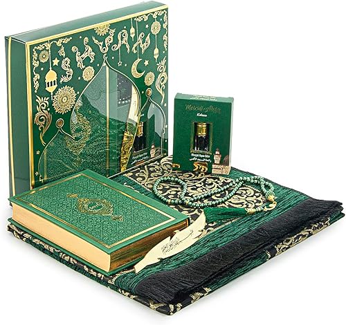 ihvan online Juego de regalo de oración para hombres y mujeres, alfombra de oración musulmana, tapete de salah, cuentas Taasbih, Sagrado Corán