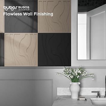 BUBOS Large Acoustic Panels, Pack of 6 – 60 x 60 cm Self-Adhesive Soundproof Wall Panels, Thickened Decorative Sound Absorbing Foam Panels for Studio, Office & Home Cinema – Camel