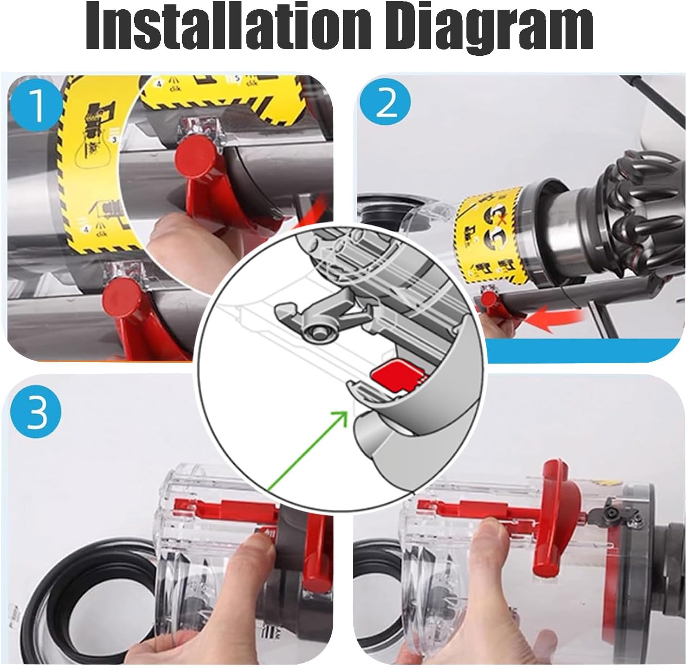 Dust Bin Compatible with Dyson V12, V12 Detect Slim, Vacuum Cleaner, Compatible with SV18, SV20, SV30, SV46, SV49 Models