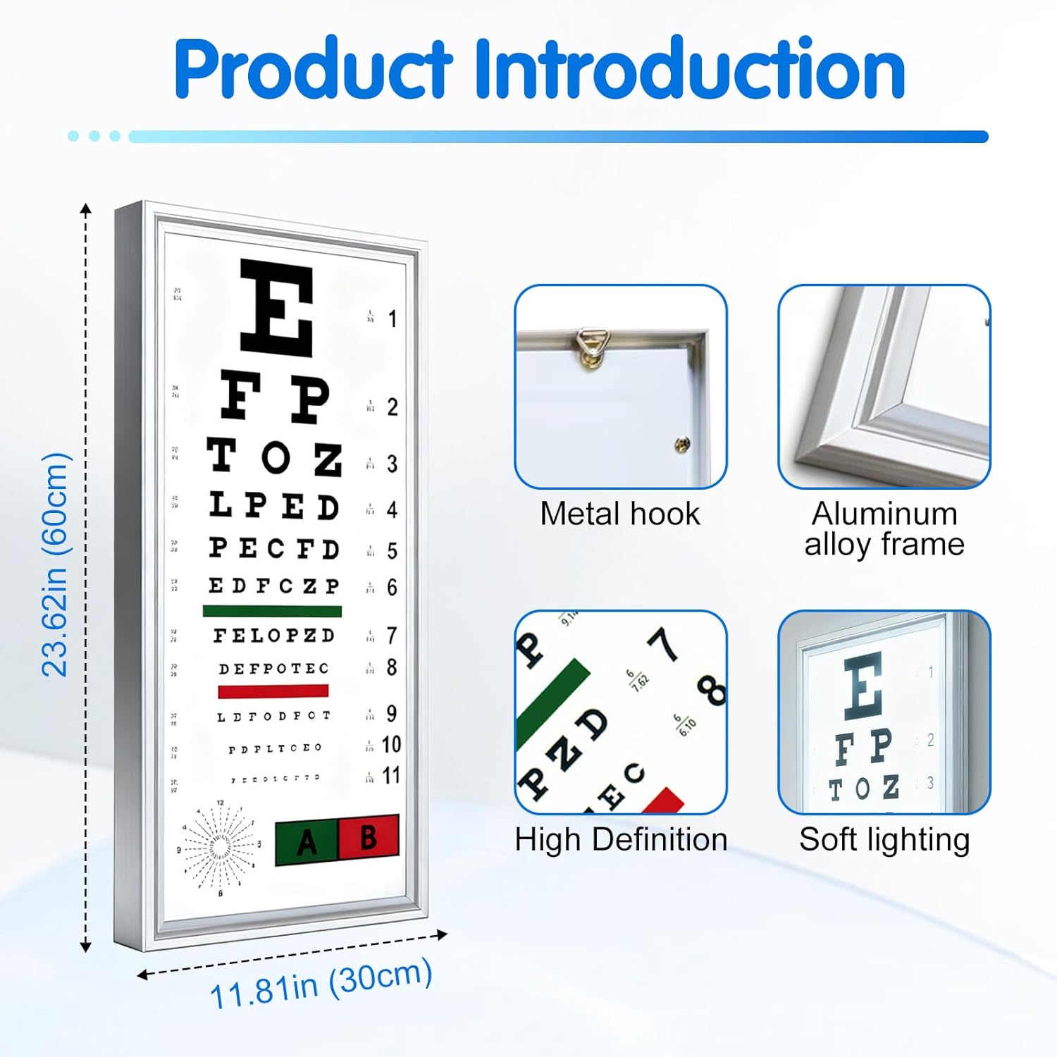 LED Eye Chart Light Box | Eye Exams Charts with Red/Green Sight Mark | Professional Astigmatism Vision Marker for Schools,Optical Shop,Clinics, Home Use
