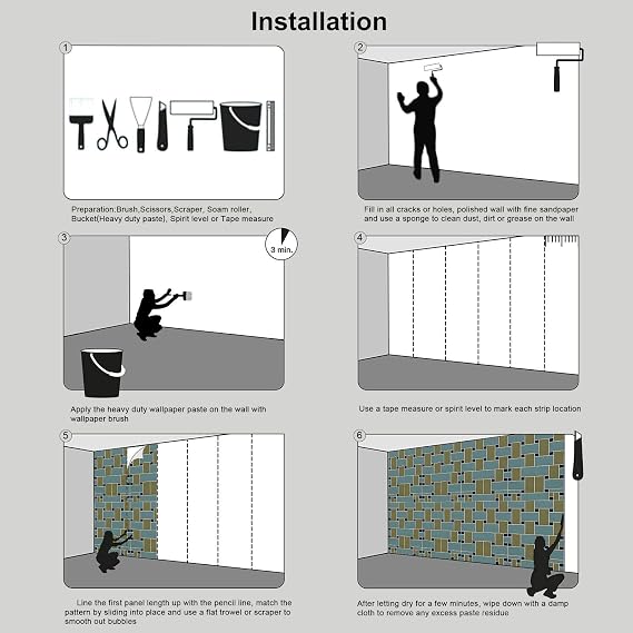 Block Grid Photo Mural Wallpaper Modern Geometric Tiles Wall Covering Poster Silk Wall Art for Living Room, Lounge, Studio, Office Decor, 250x175cm, Navy Blue