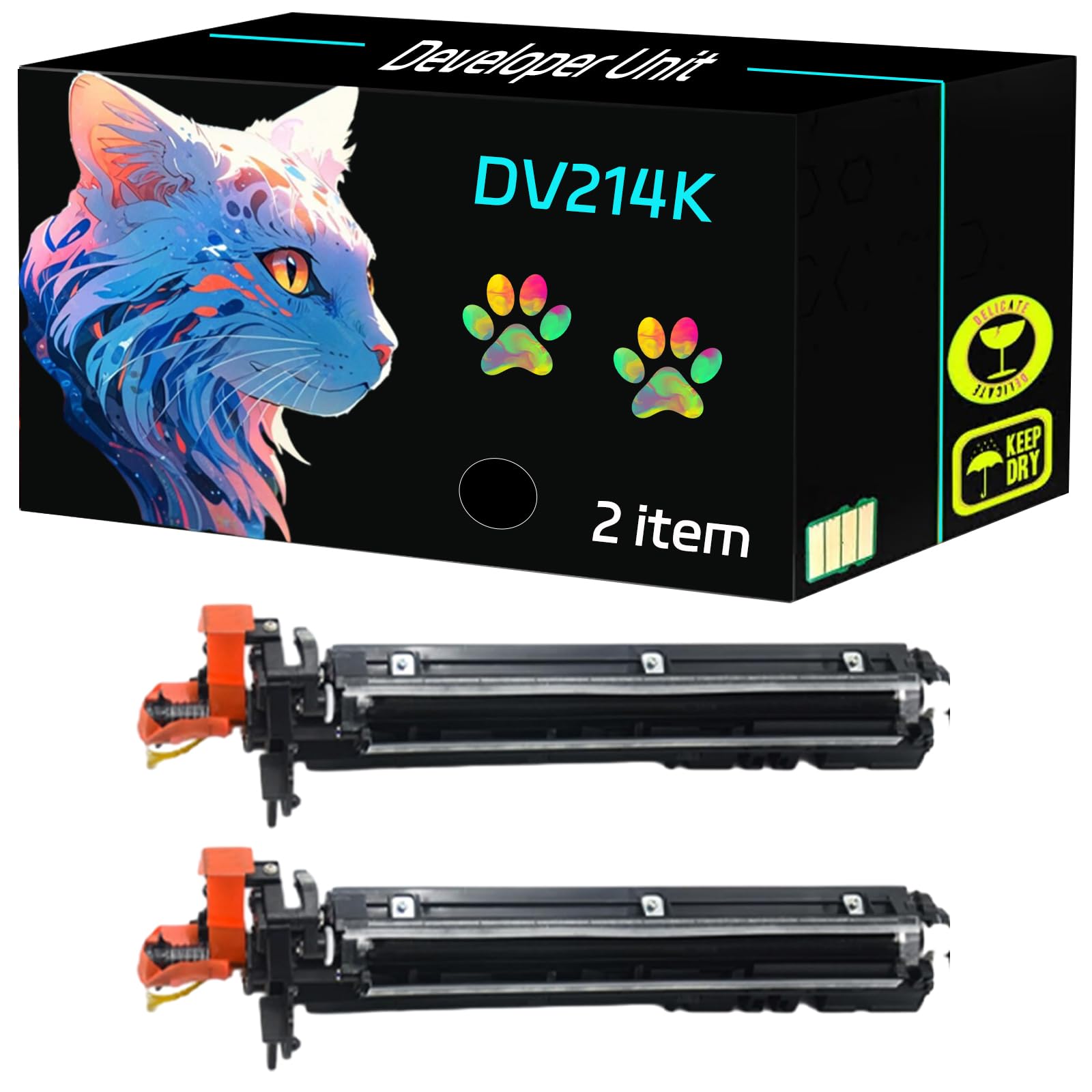 High Yield DV214K Developer Unit Compatible for Konica Minolta bizhub C227 bizhub C287 Printers, Print Clearly (2-Pack Black)