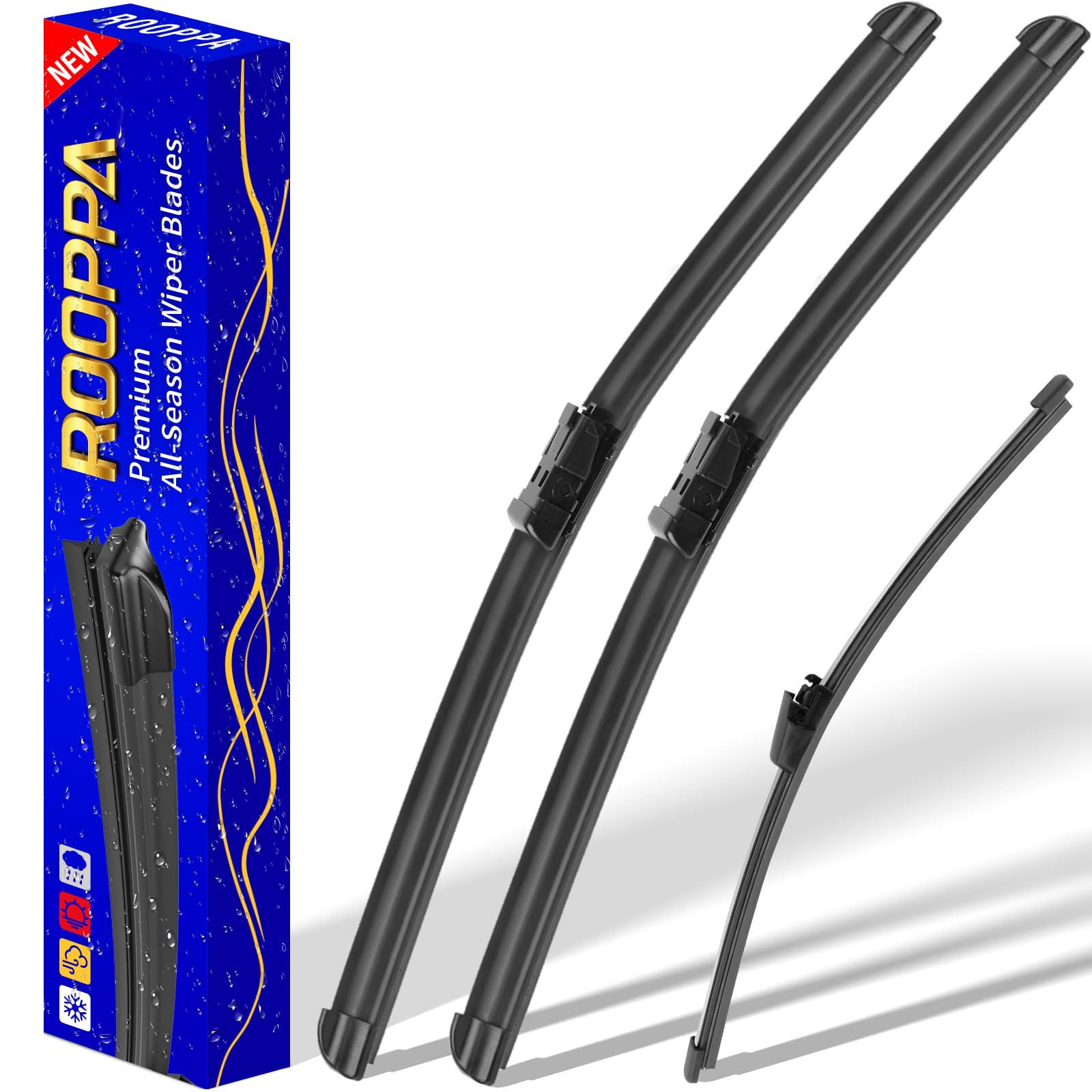 3 Wipers Fits Volkswagen VW Tiguan 2007-2017 Wiper Blades