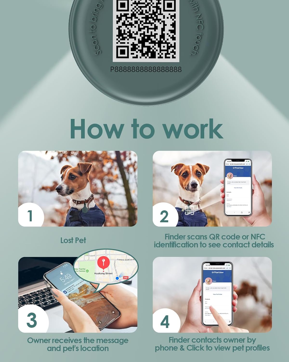 PawsRealm NFC & QRコード ペットIDタグ シリコンサイレントドッグタグ 猫の名前タグ パーソナライズドドッ Pet Dwelling  プレミアムNFC-QRコードペットIDタグ - ドッグタグと猫タグ、オンラインペットのプロフィールに接続、インスタントスキャンされた場所のEメール  ...