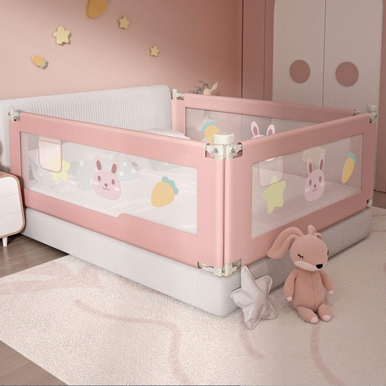 Barandilla de Seguridad para Cama Infantil, barandilla Protectora para Cama de niños pequeños, barandilla de Seguridad para Cama de bebé con Doble Cierre de Seguridad para niños, b