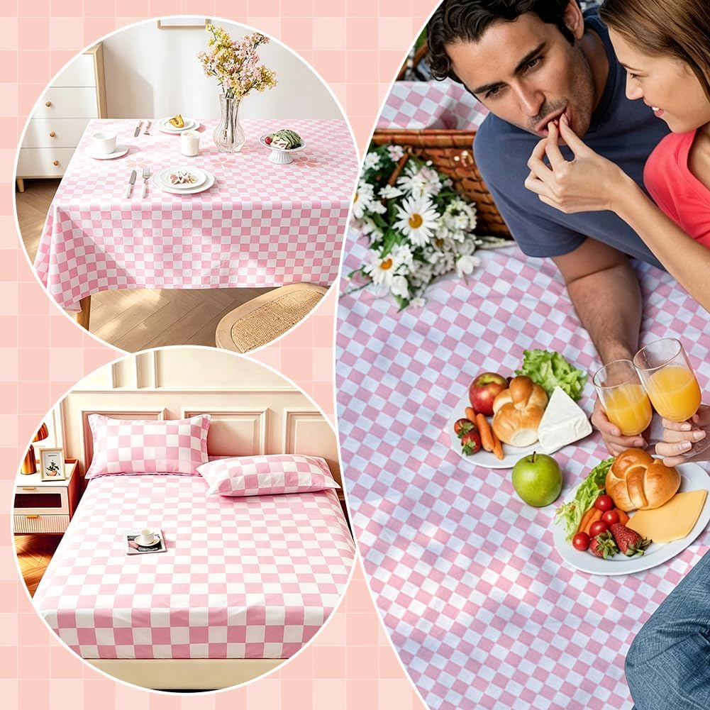 WADORN Checkerboard Cotton Fabric by The Yard 39 in x 63 in Pink White Checkered Sewing Fabric Soft Coquette Buffalo Plaid Quilting Supplies for DIY Sewing Clothing Patchwork Cushions Craft Apparel image 5