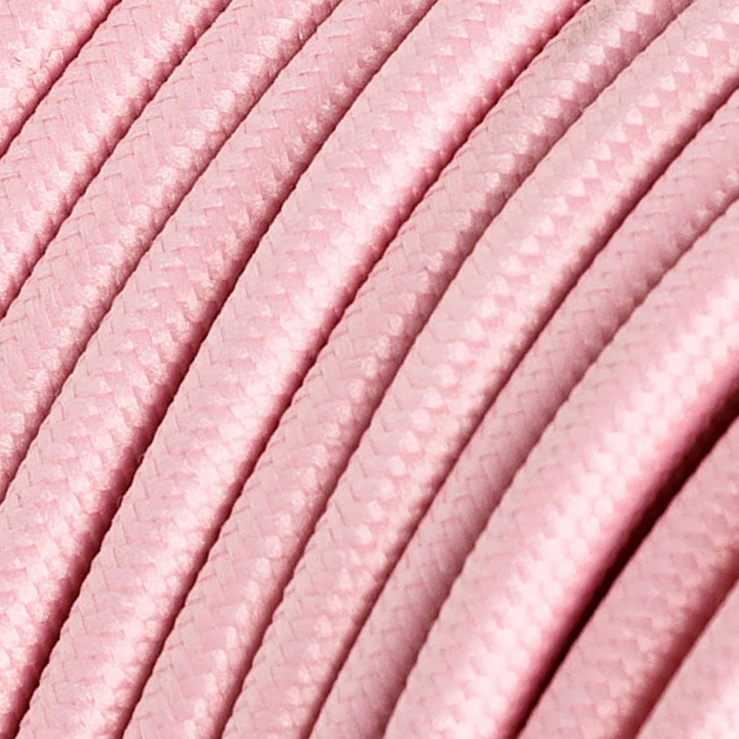 Creative-Cables L'originale cavo elettrico rivestito in tessuto 2 x 0,75 mm² (20 m, Rosa Baby RM16) – Rotondo, effetto seta – Sicurezza certificata, made in Italy